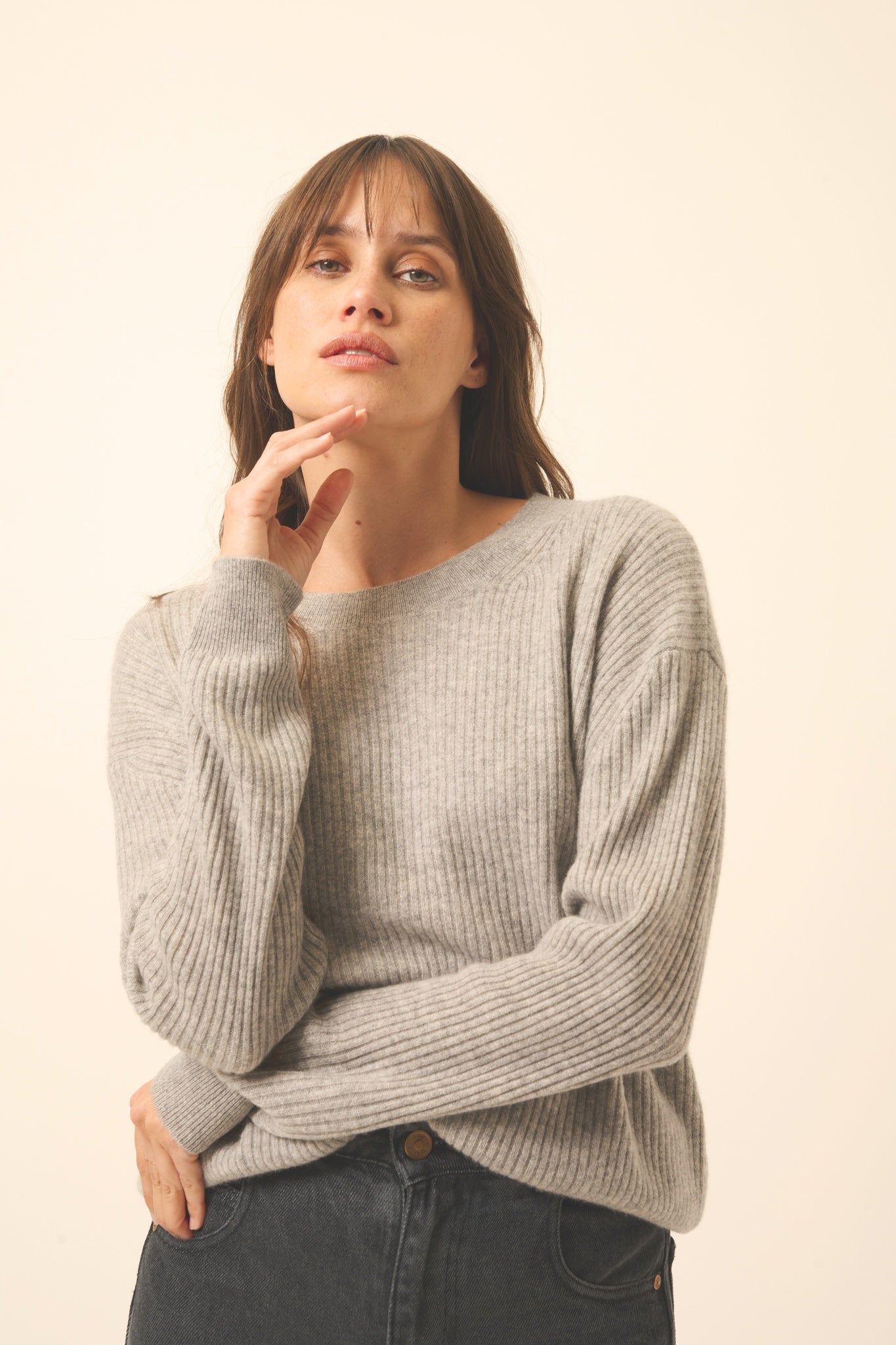 CHARLINE pull col rond nuage chiné