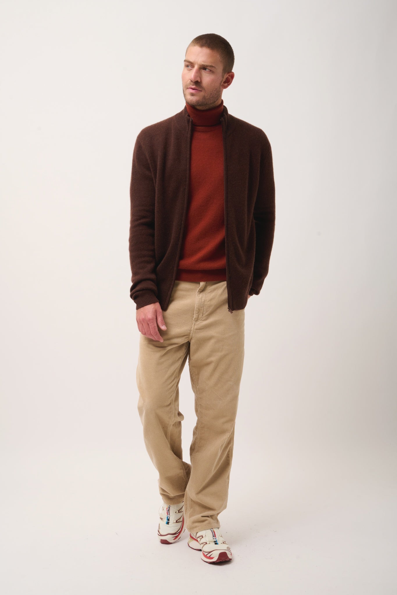 CHARLOTTE gilet col camionneur café