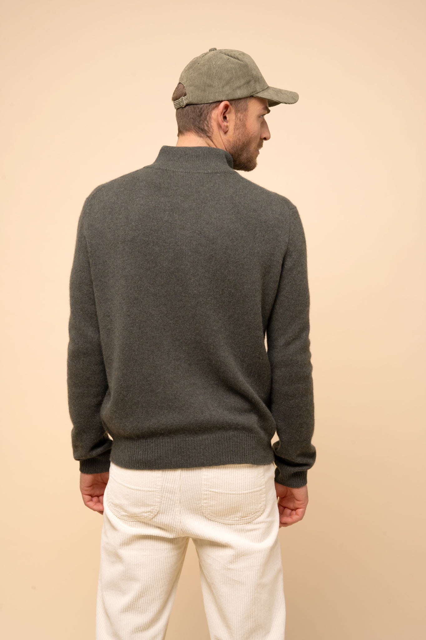 CHARLOTTE gilet col camionneur kaki chiné