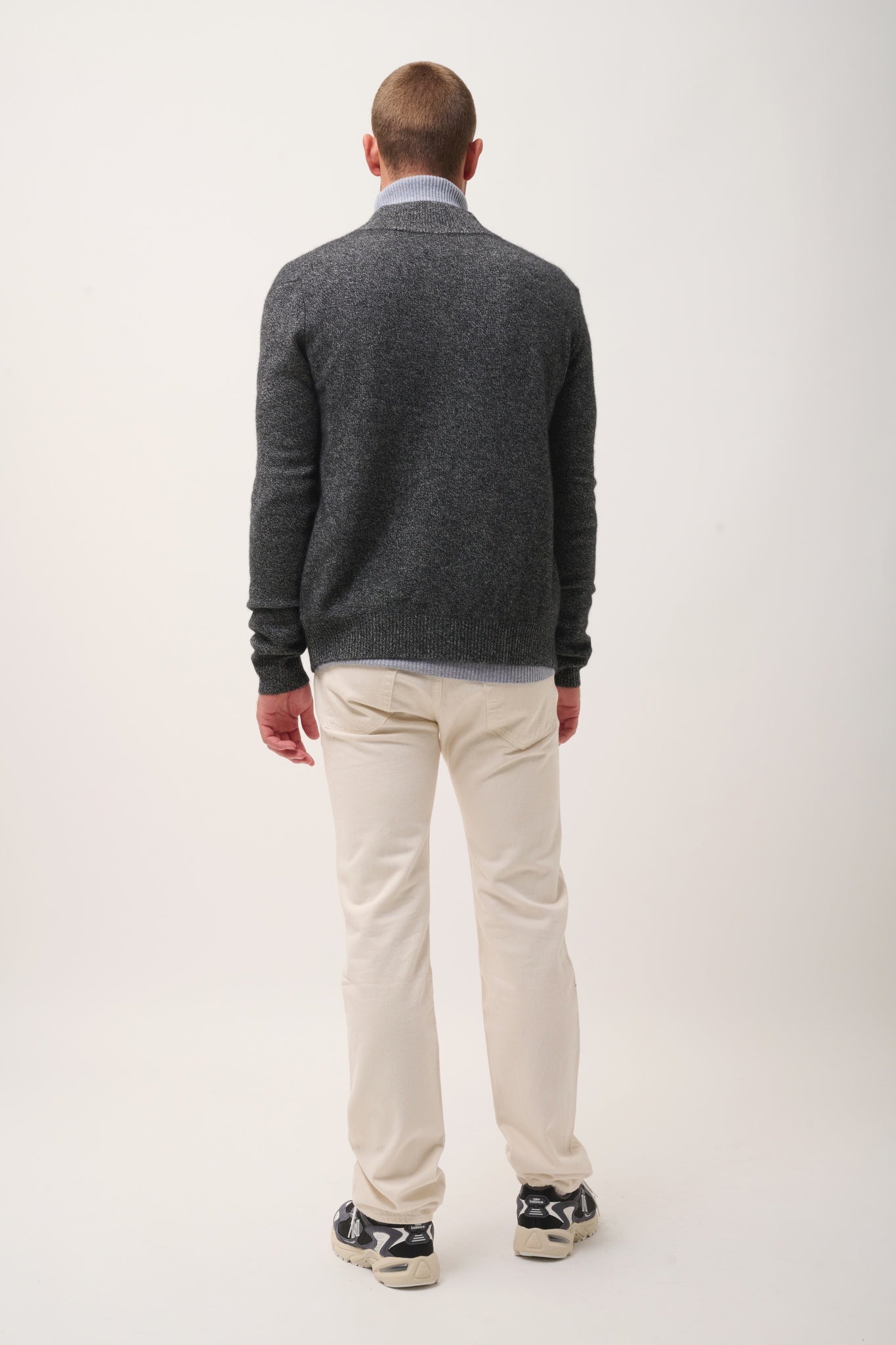 CHARLOTTE gilet col camionneur noir/blanc