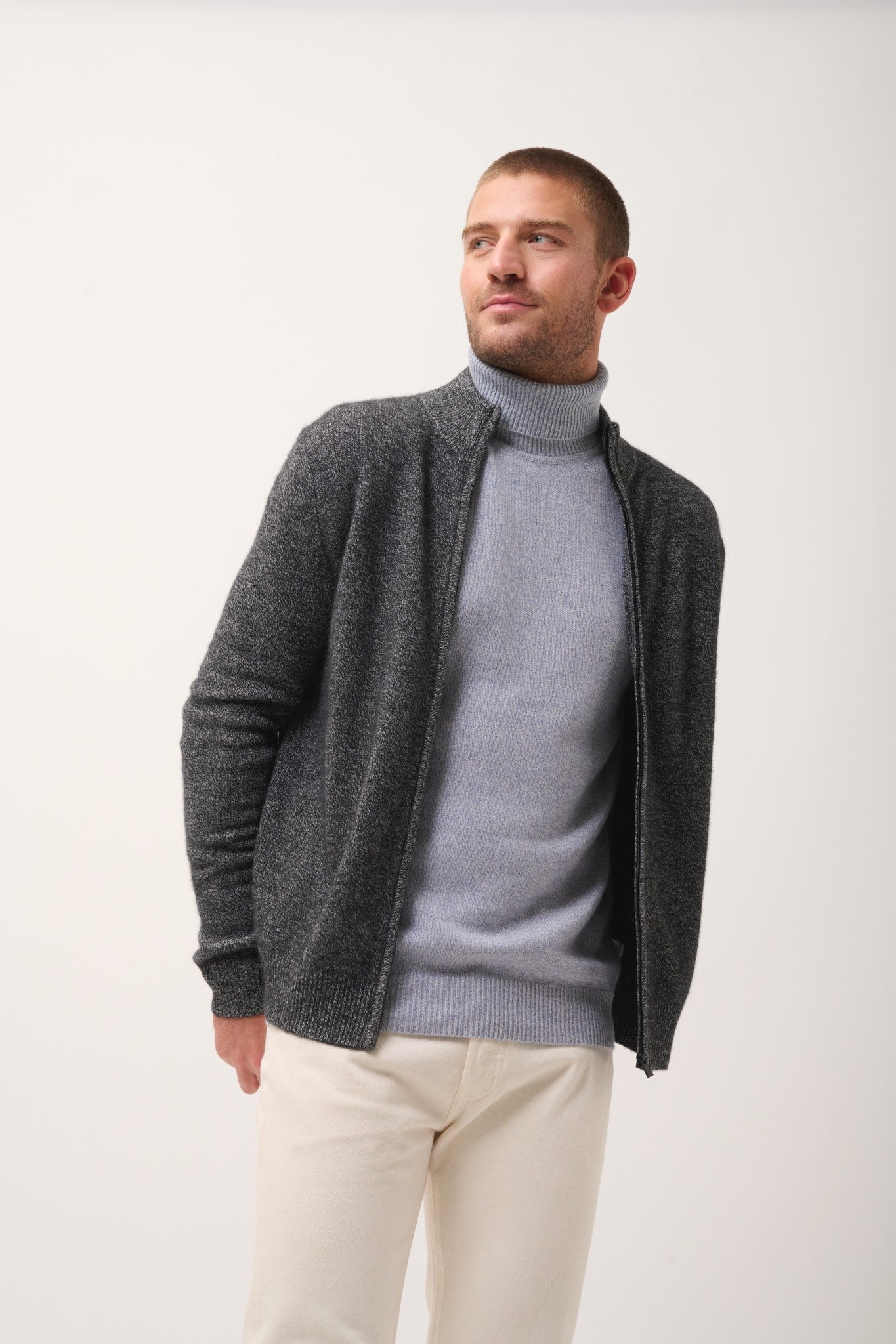 charlotte gilet col camionneur noir/blanc