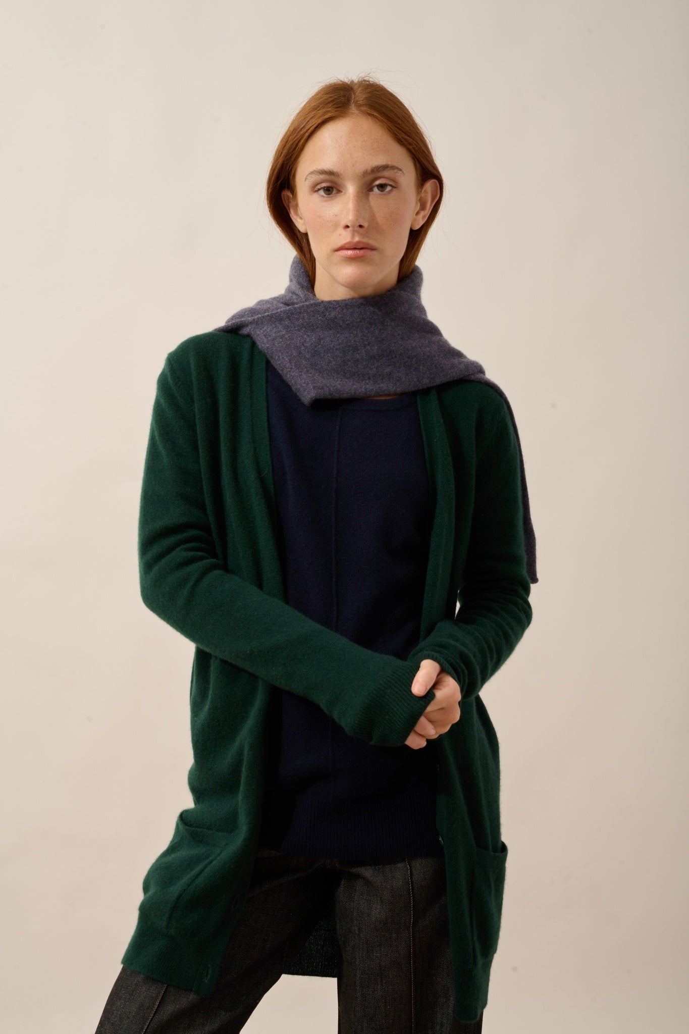 CHELSEA V-neck cardigan in cypress green