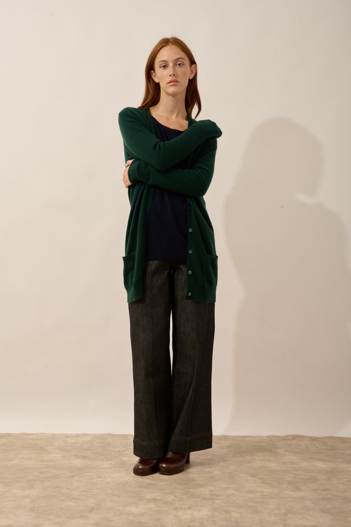 CHELSEA V-neck cardigan in cypress green