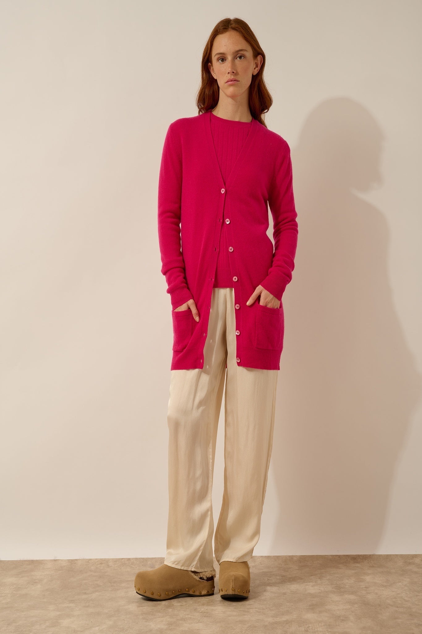 CHELSEA cardigan col v fuchsia