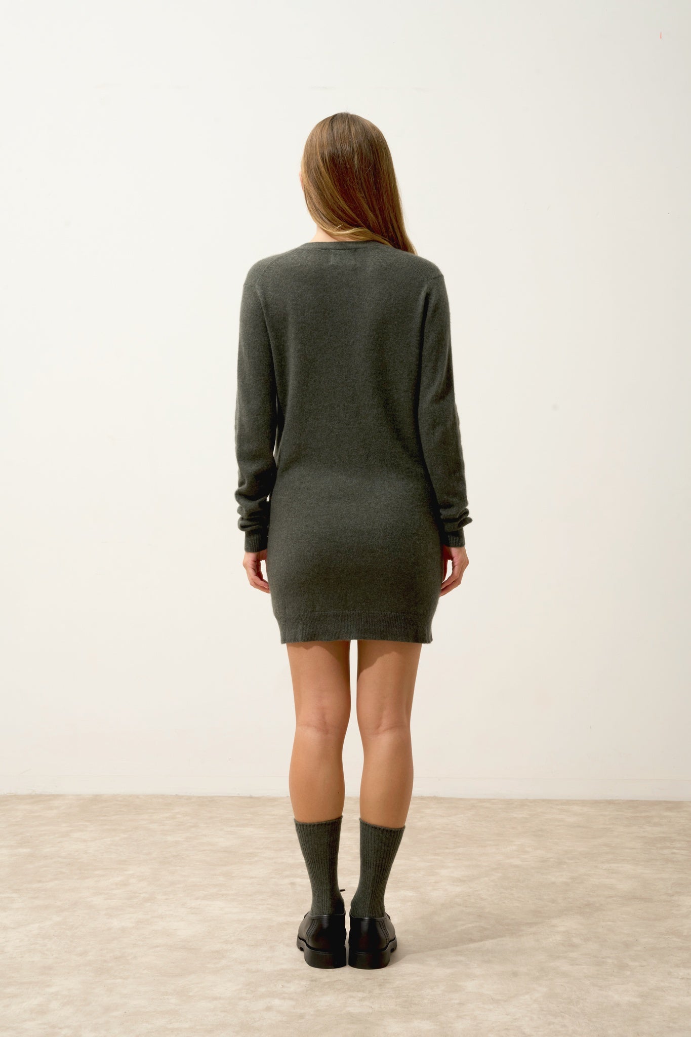 CHELSEA khaki mottled v-neck cardigan