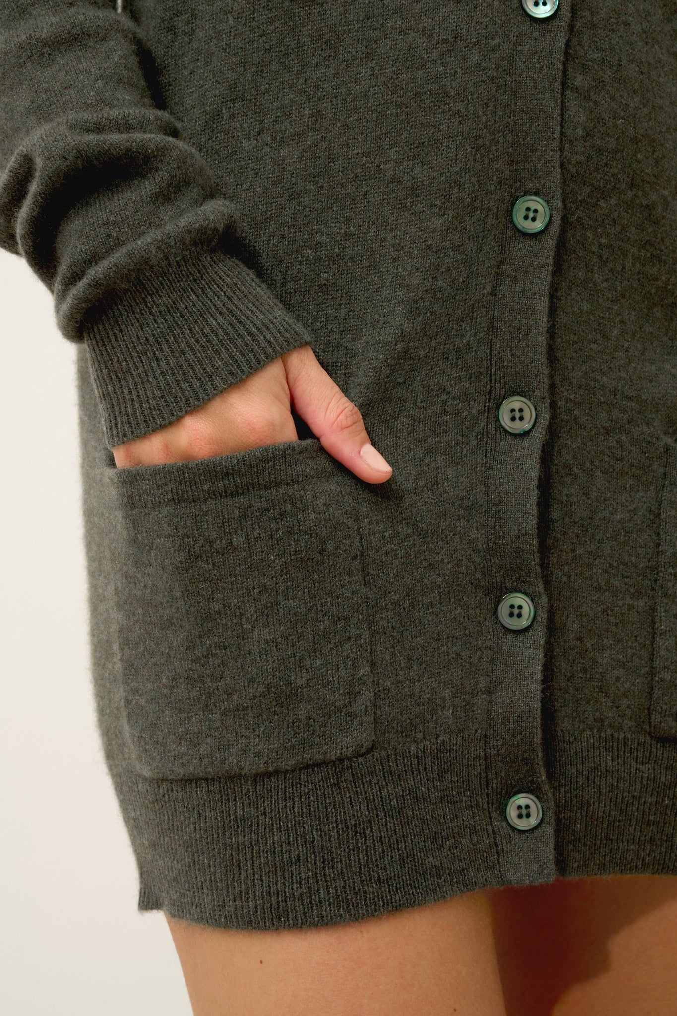 CHELSEA khaki mottled v-neck cardigan