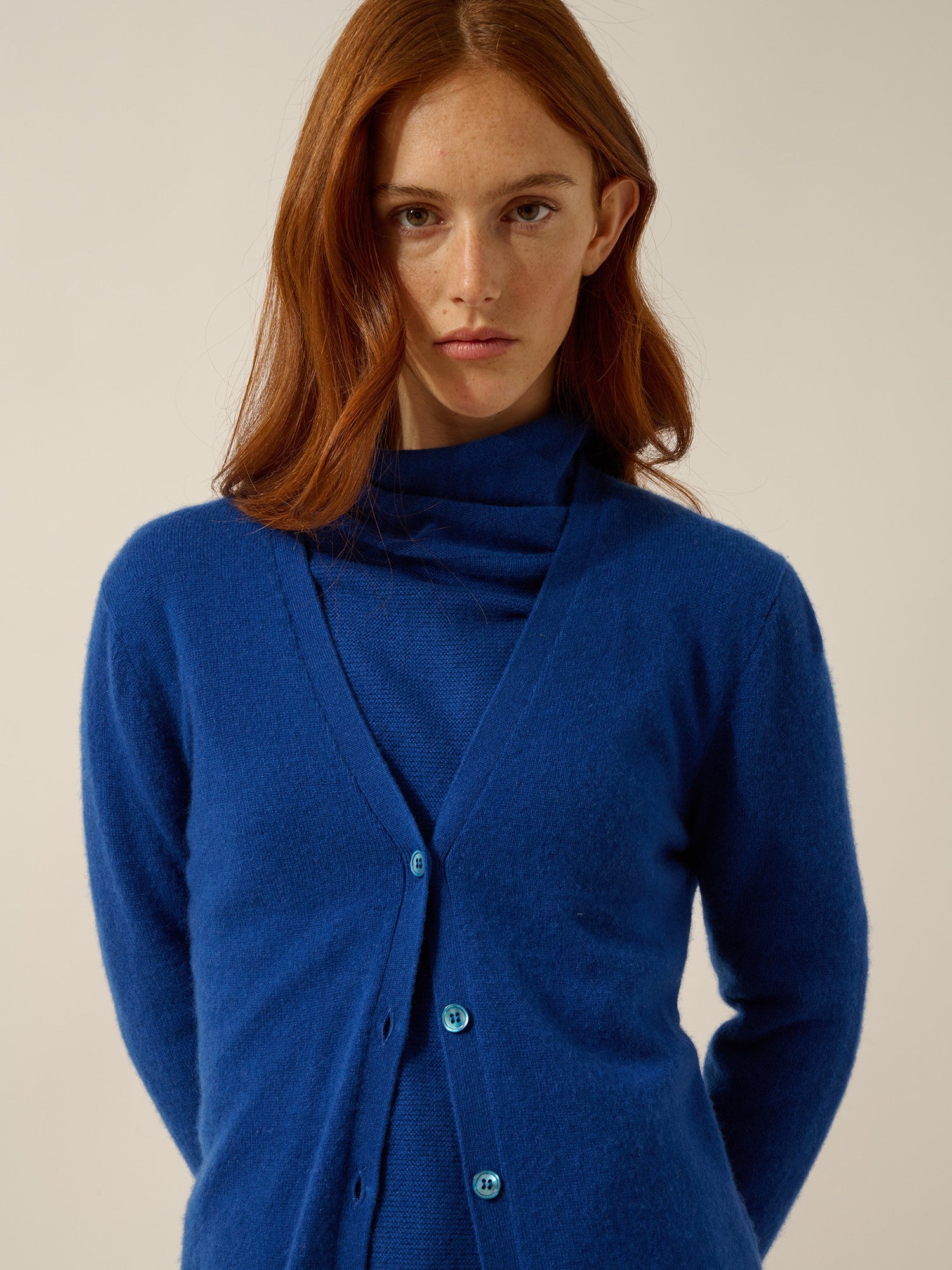 chelsea cardigan with v-neck in ultramarine blue