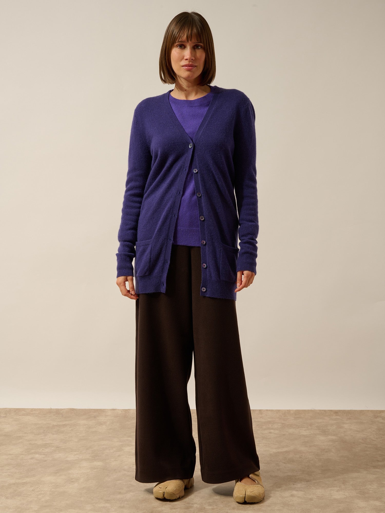 chelsea cardigan col v purple