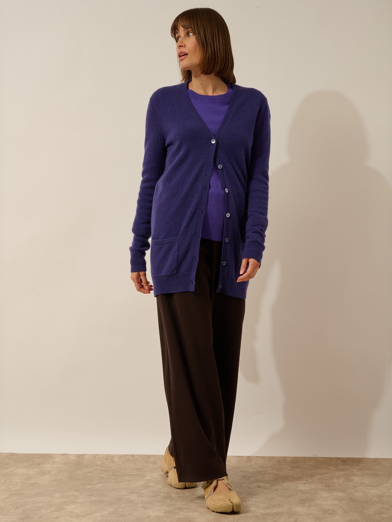 chelsea cardigan col v purple