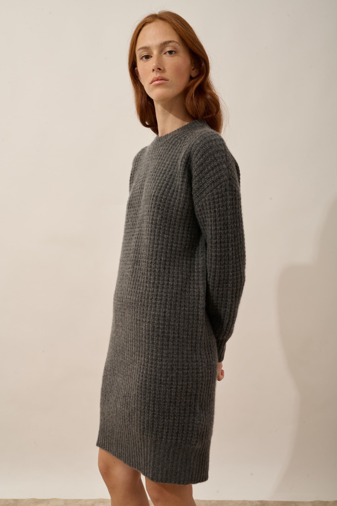 CHEWA robe col rond 8 fils anthracite chiné