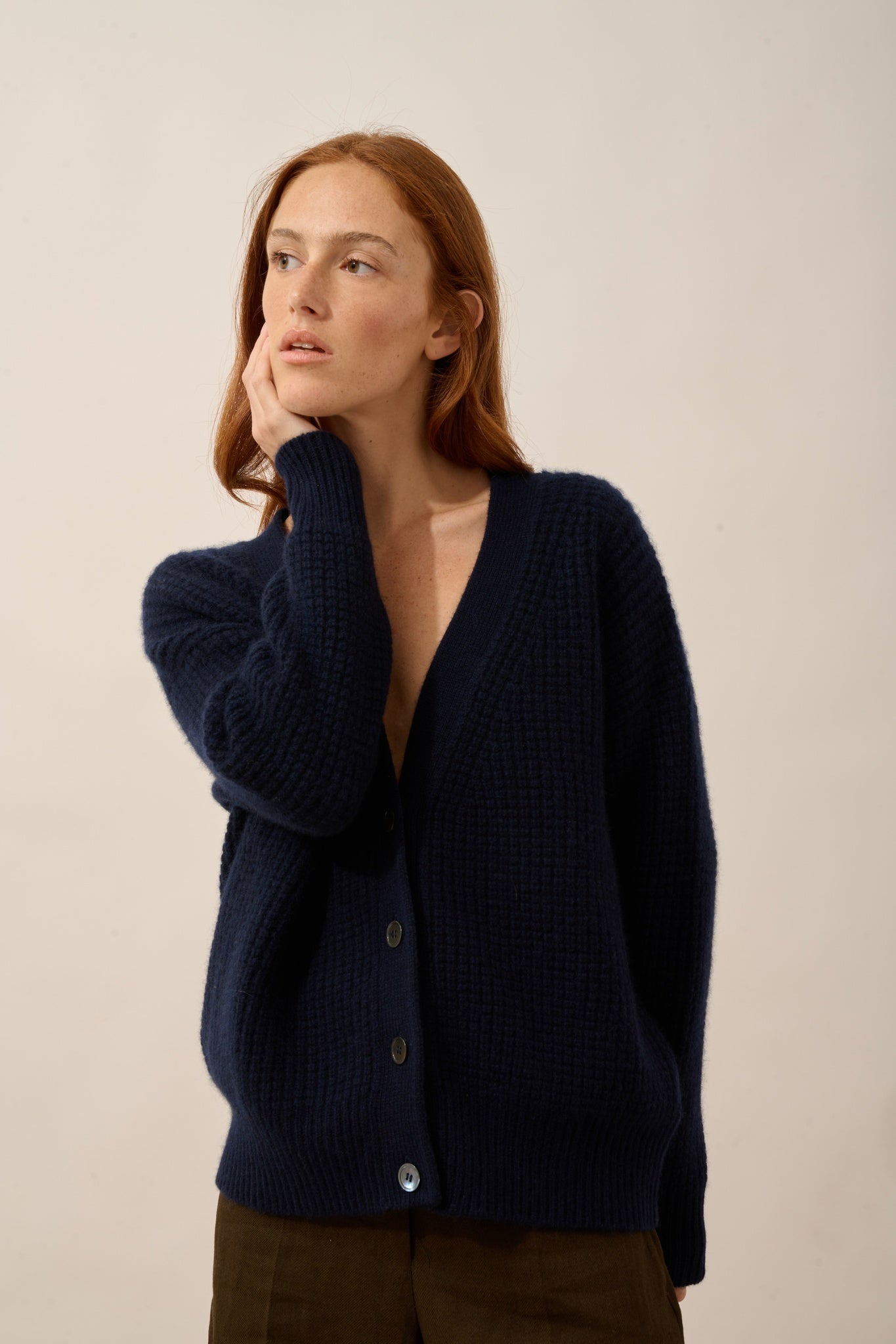 CHODRAK cardigan col v 8 fils navy