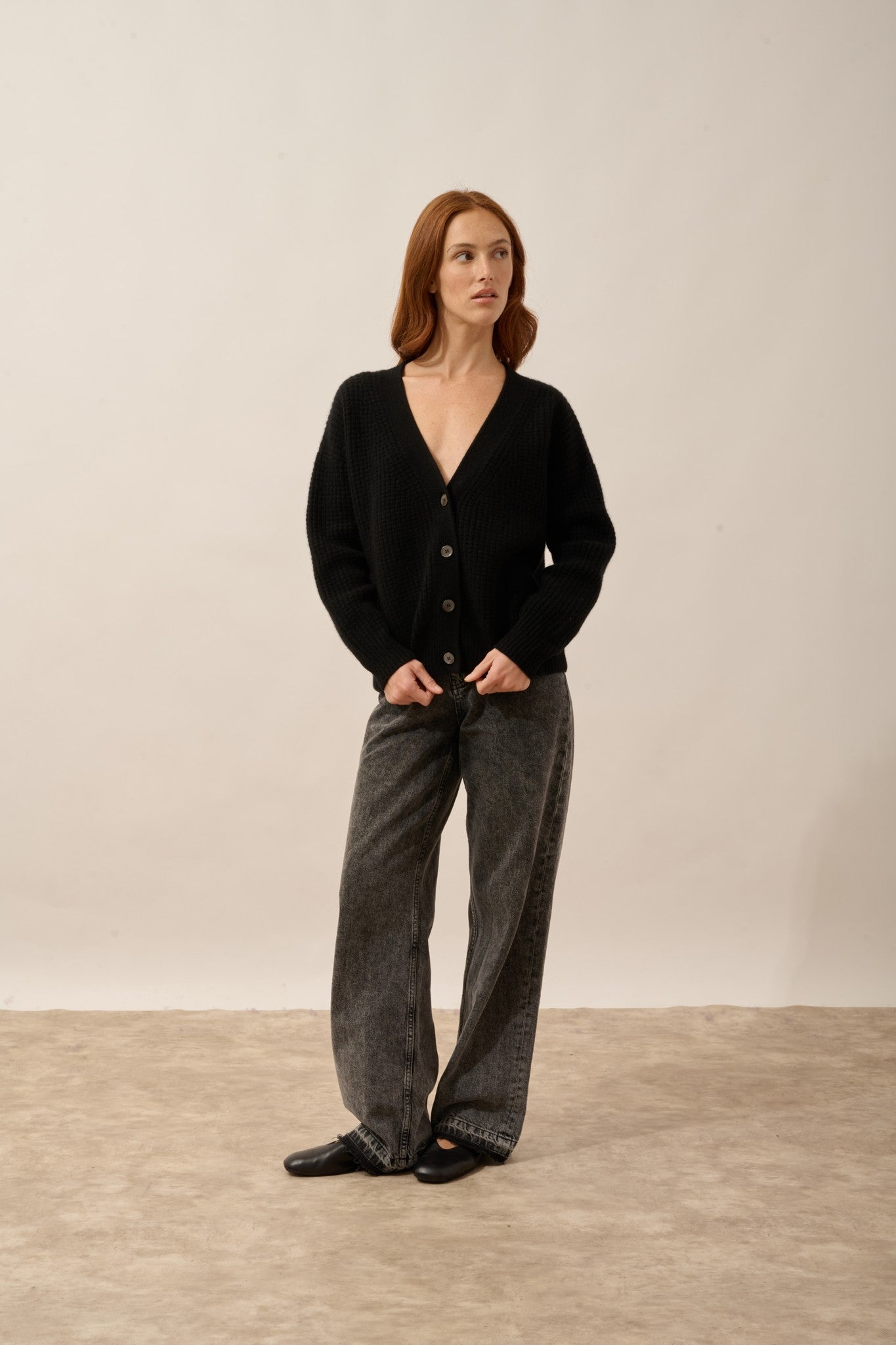 chodrak cardigan col v 8 fils noir