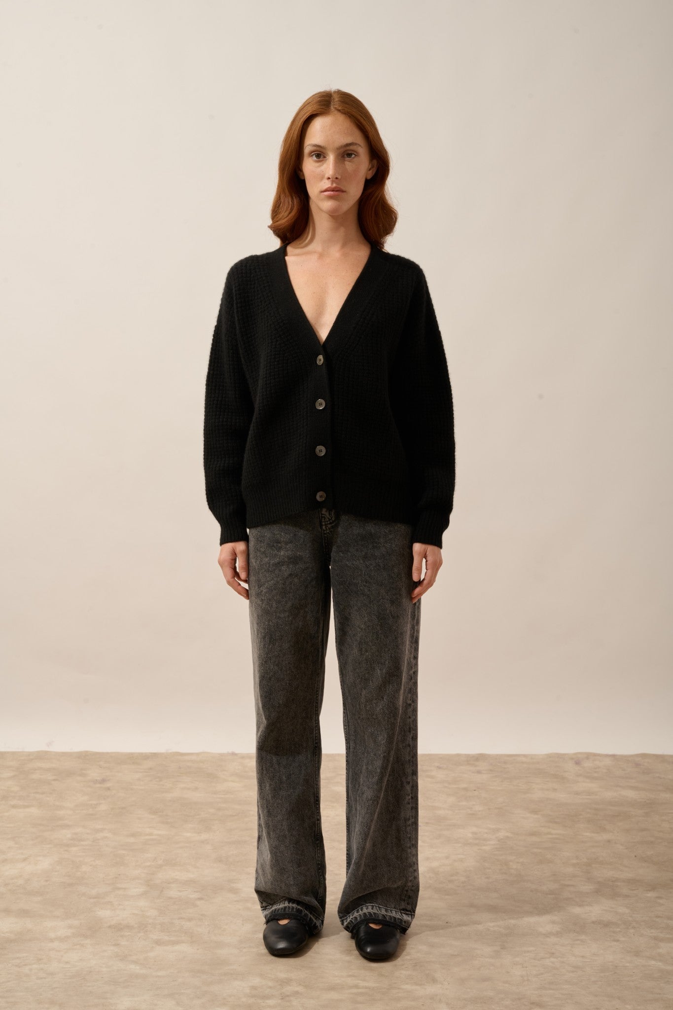 chodrak cardigan col v 8 fils noir