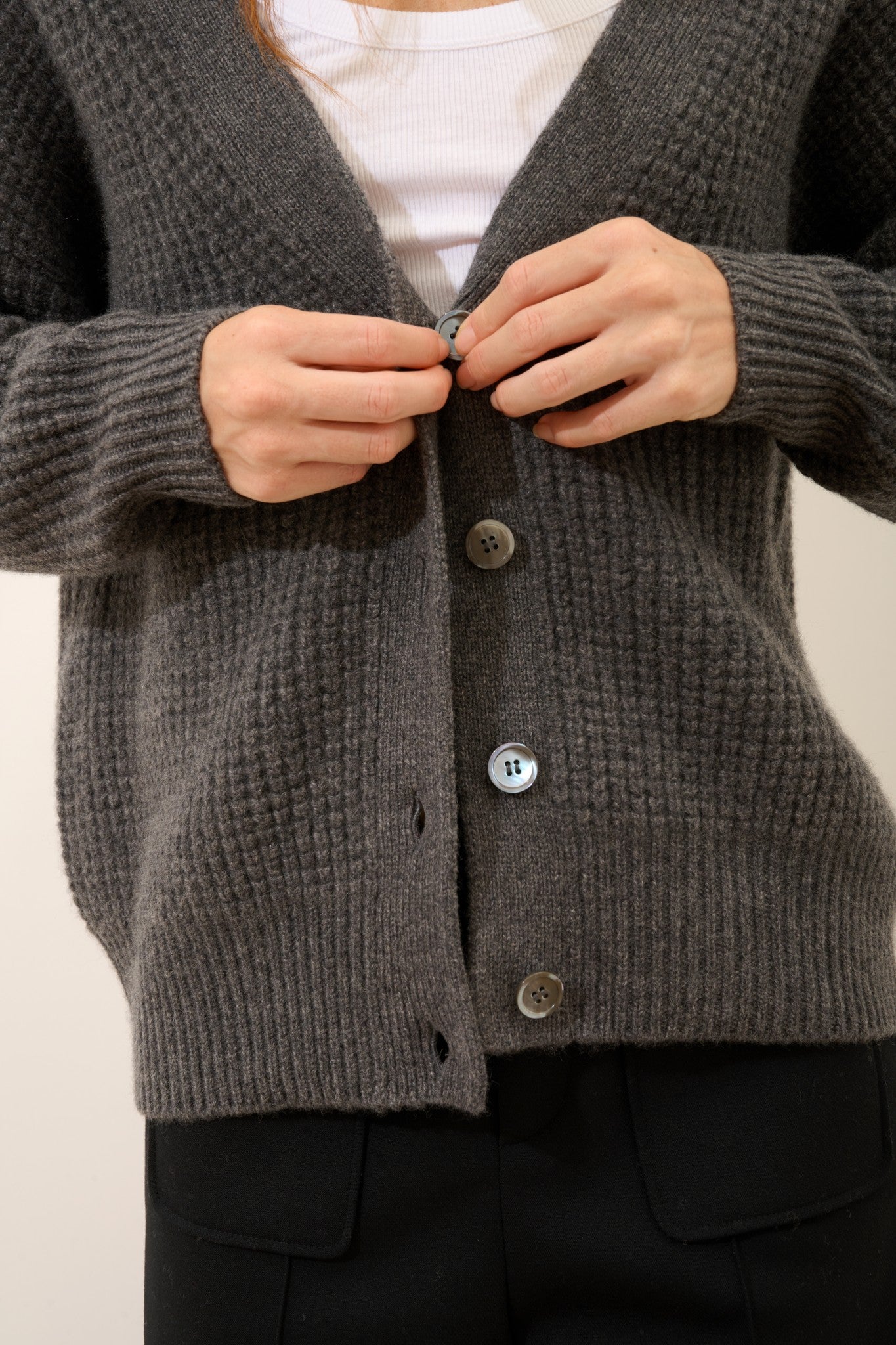 chodrak cardigan col v anthracite chiné
