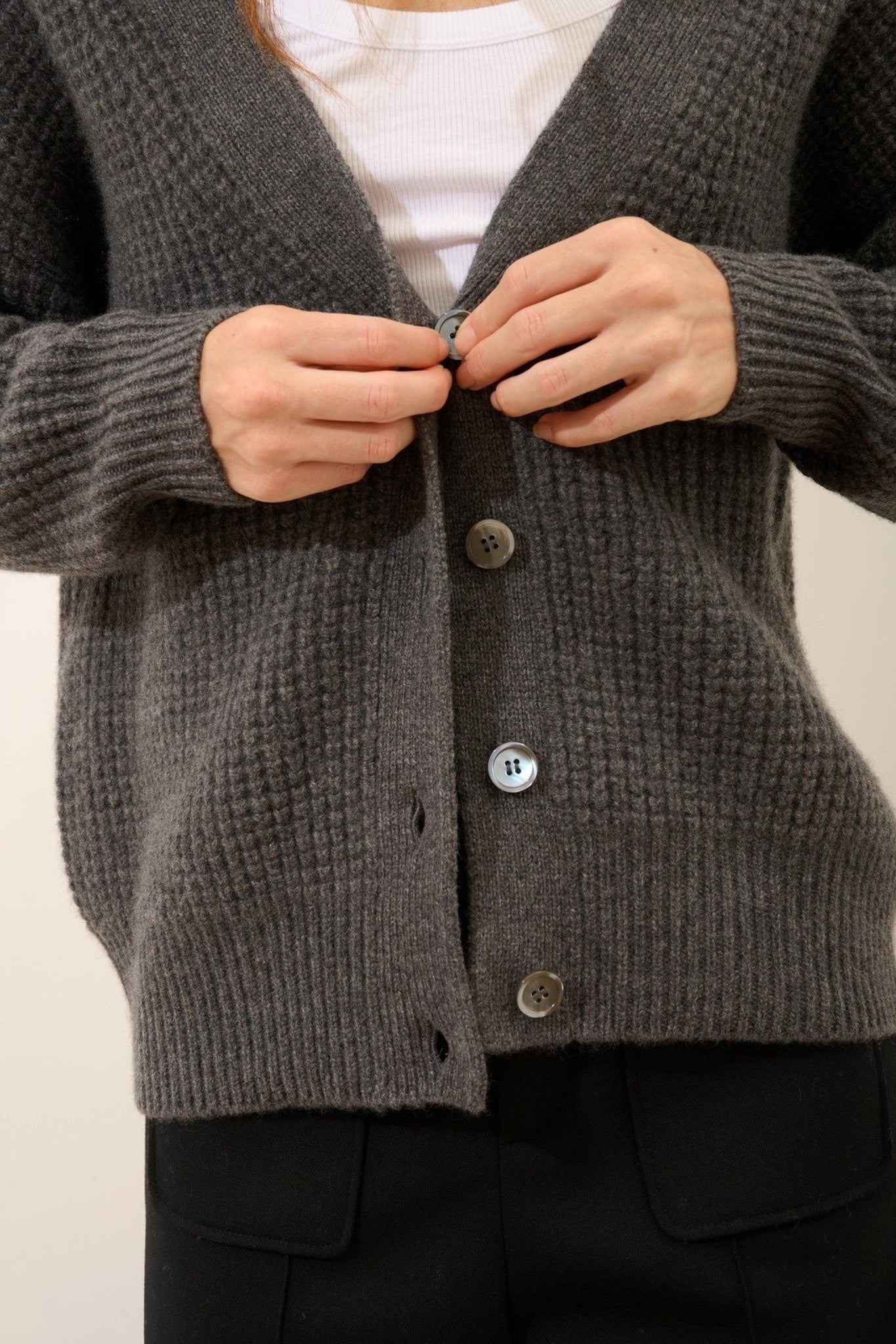 chodrak cardigan col v anthracite chiné