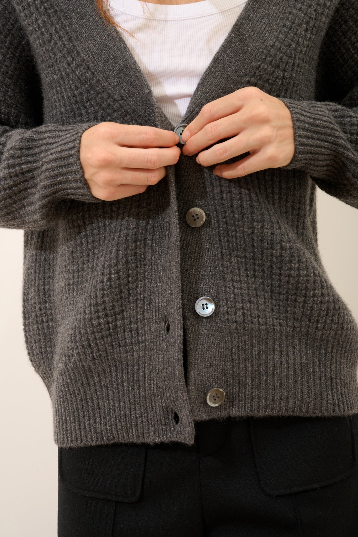 CHODRAK cardigan col v anthracite chiné