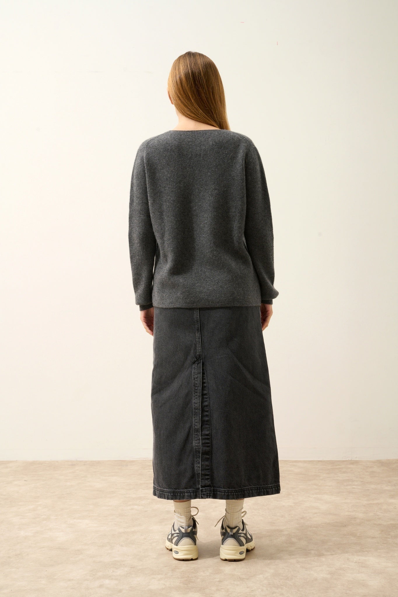 CIELORA pull col v anthracite chiné