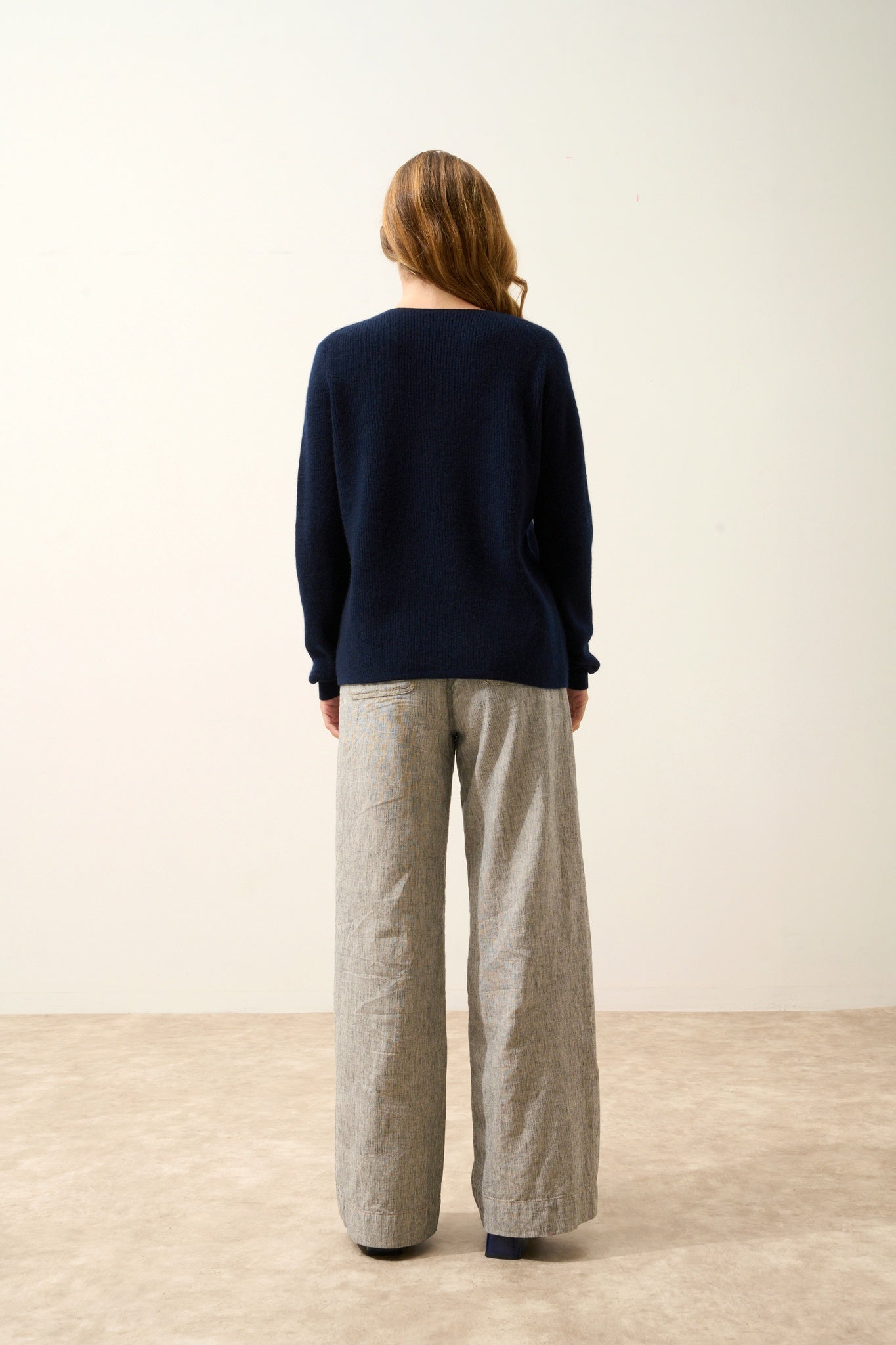 CIELORA navy V-neck sweater