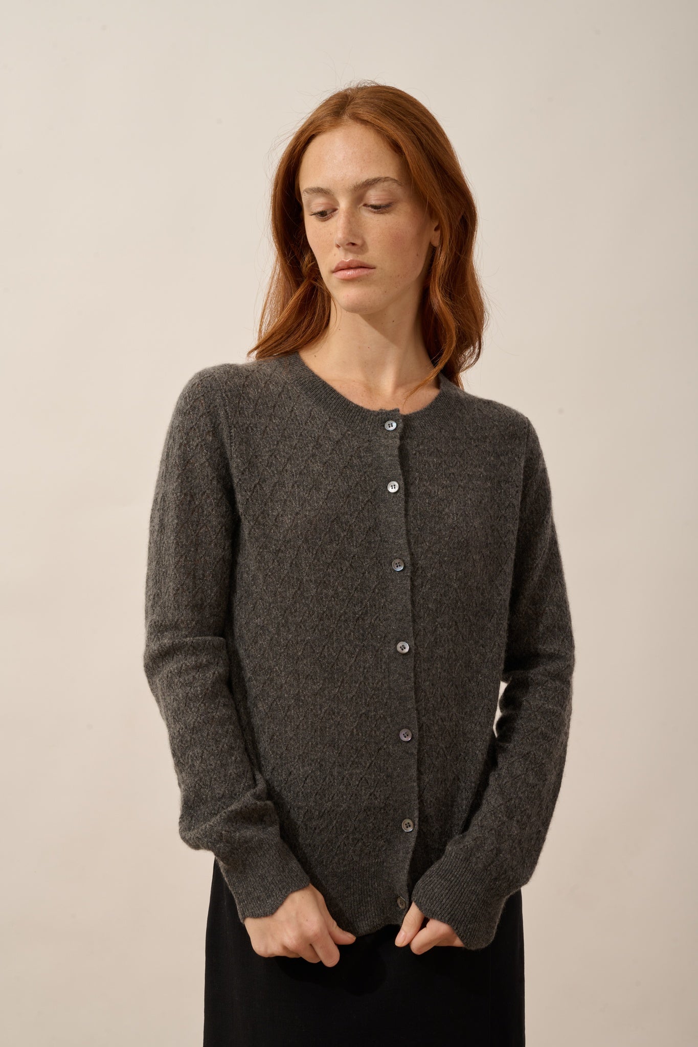 CIMBA cardigan col rond anthracite chiné