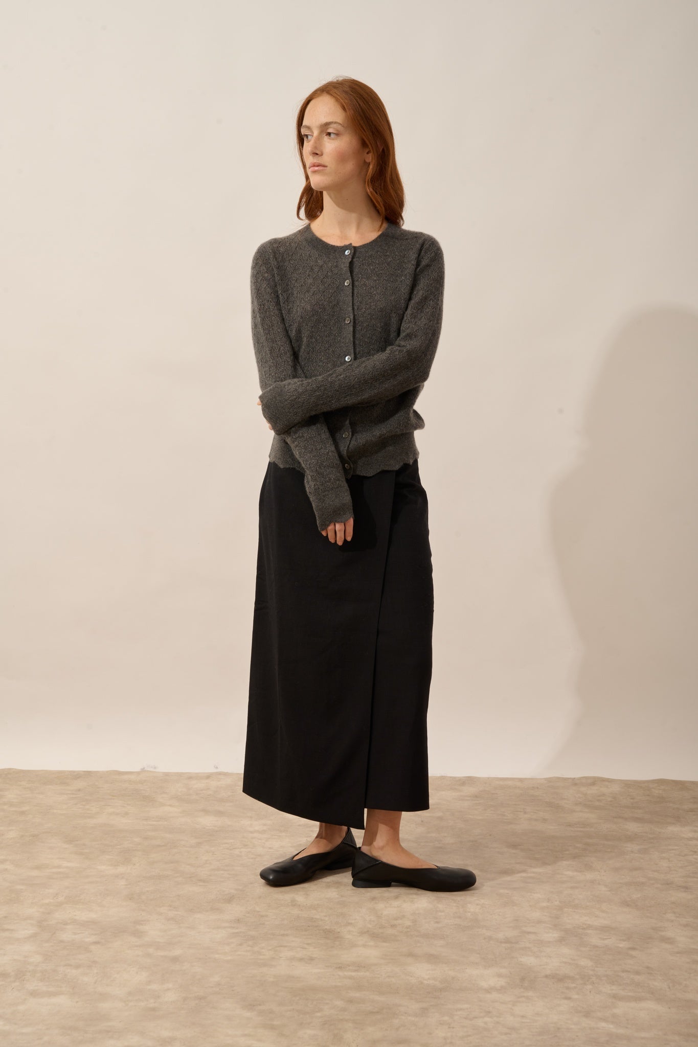 CIMBA cardigan col rond anthracite chiné