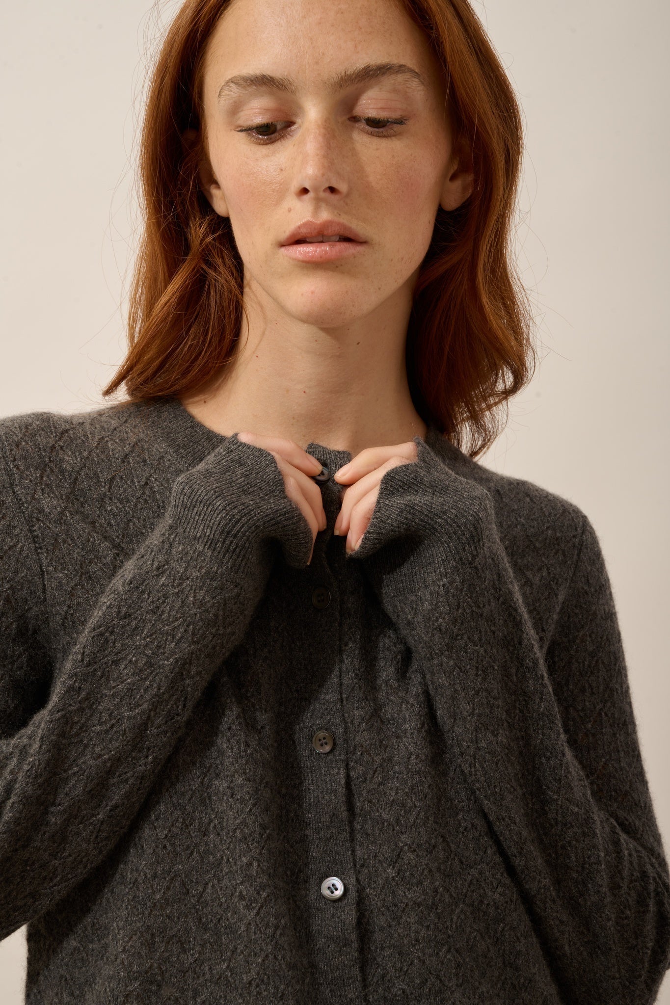 CIMBA cardigan col rond anthracite chiné