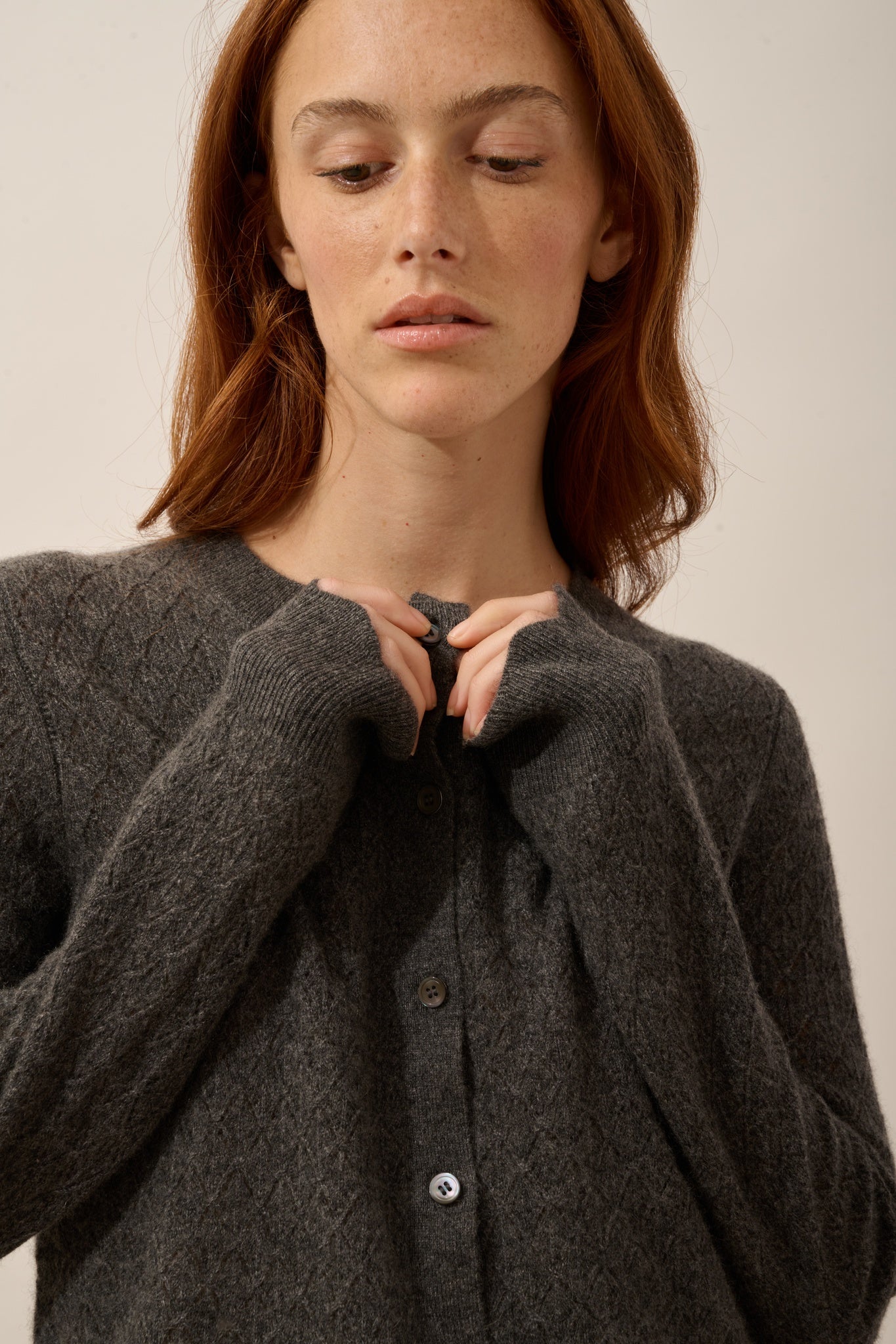 CIMBA cardigan col rond anthracite chiné