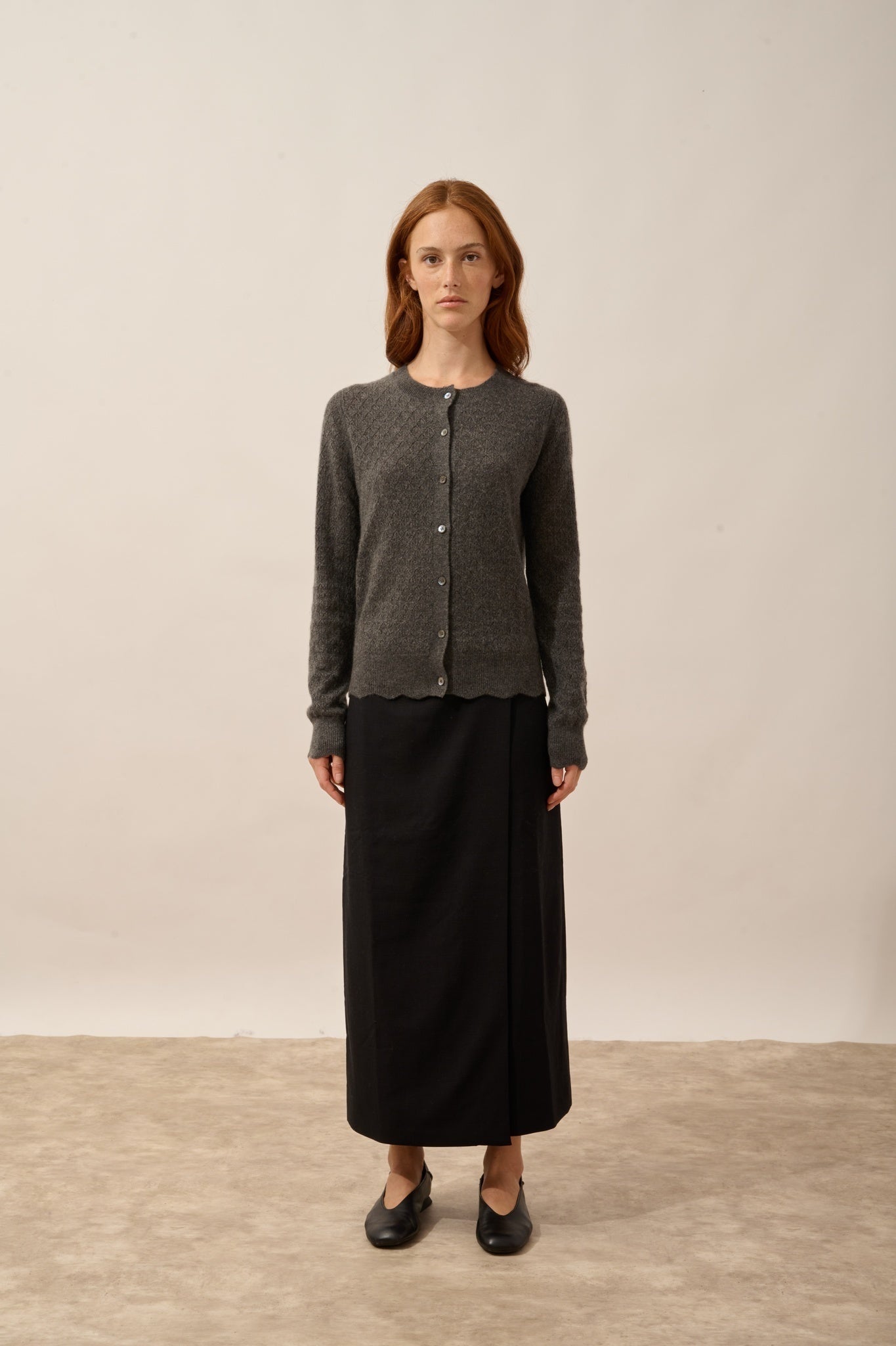 CIMBA cardigan col rond anthracite chiné