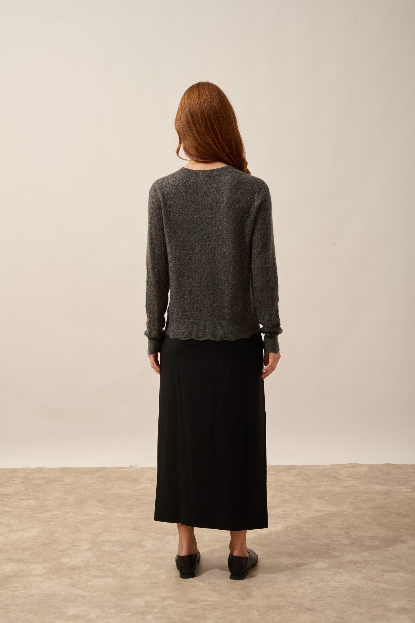 cimba cardigan col rond anthracite chiné