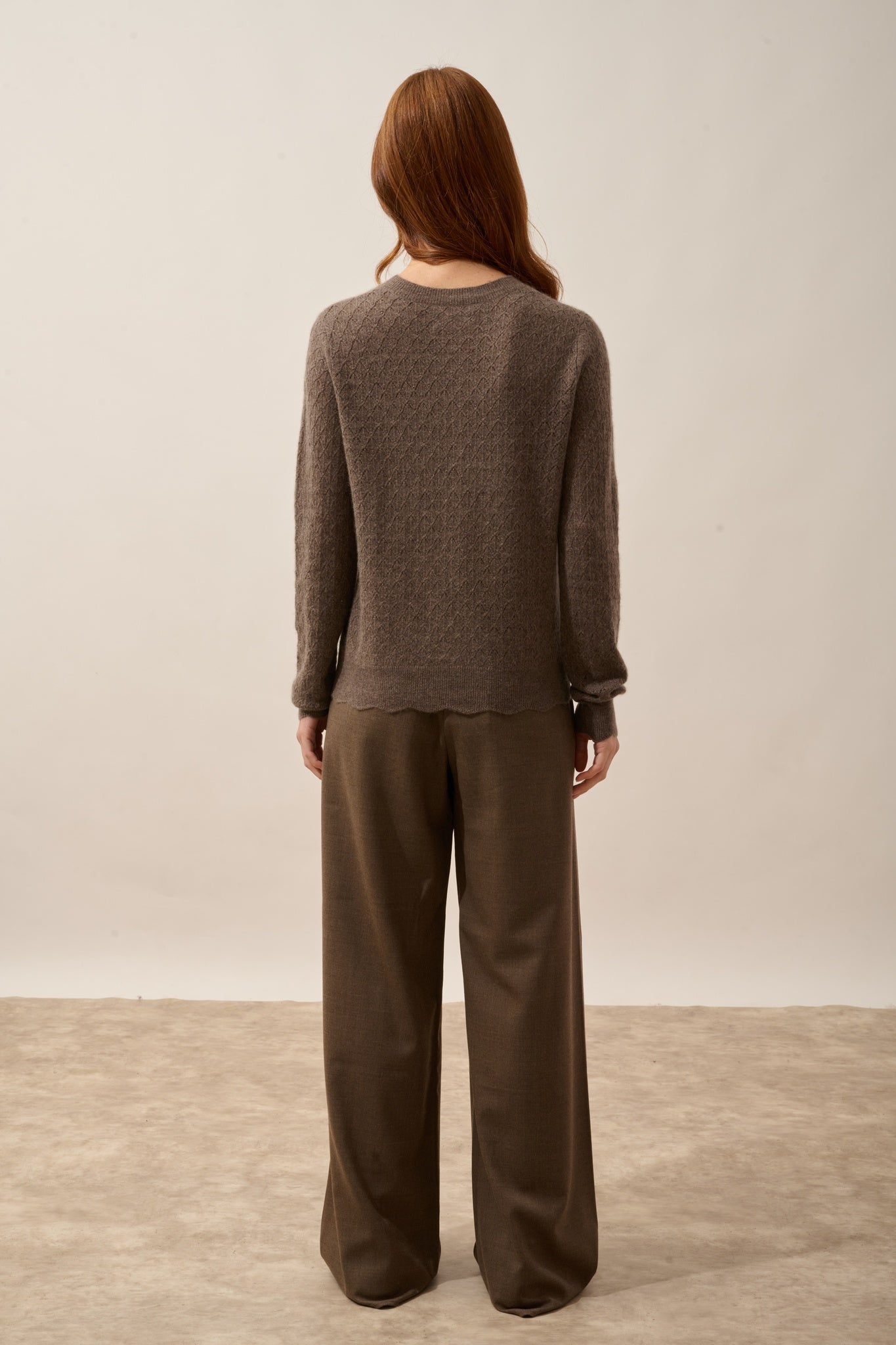 CIMBA cardigan col rond taupe chiné