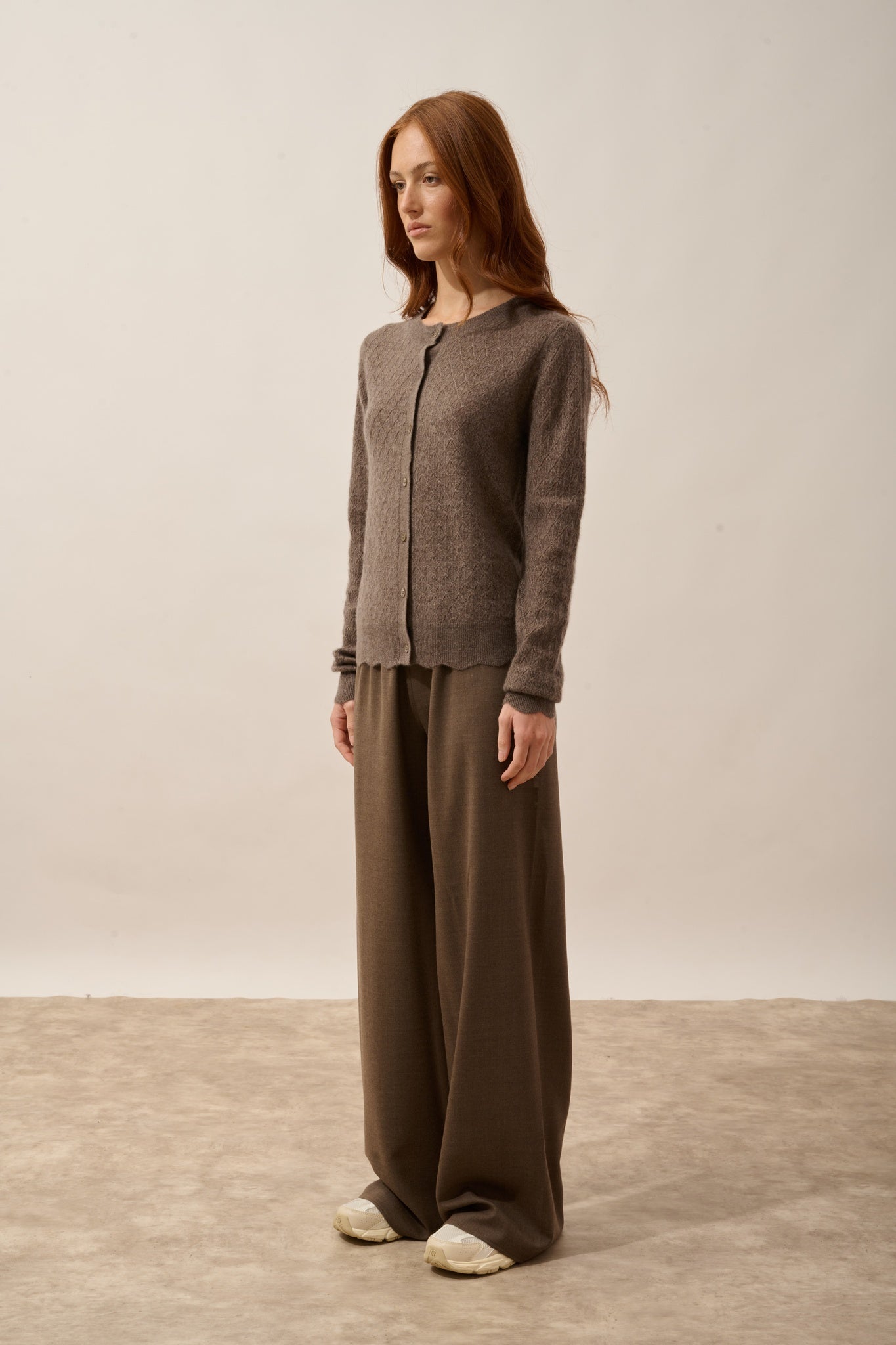 CIMBA cardigan col rond taupe chiné