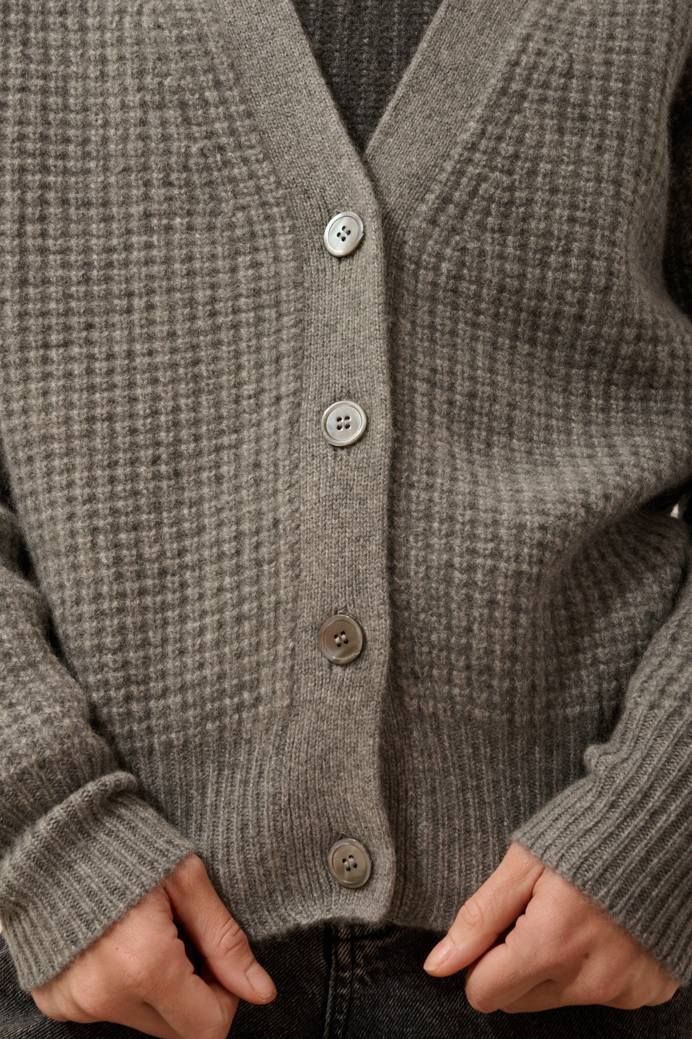 CLARA cardigan col v 6 fils flanelle chiné