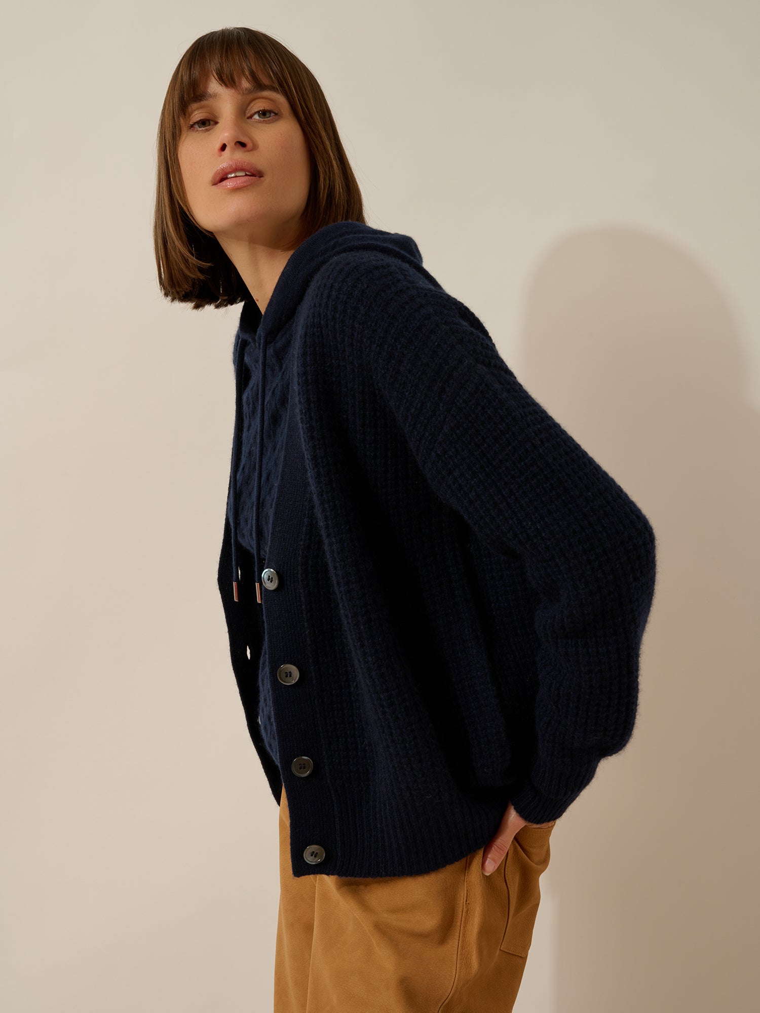 CLARA cardigan col v 6 fils navy