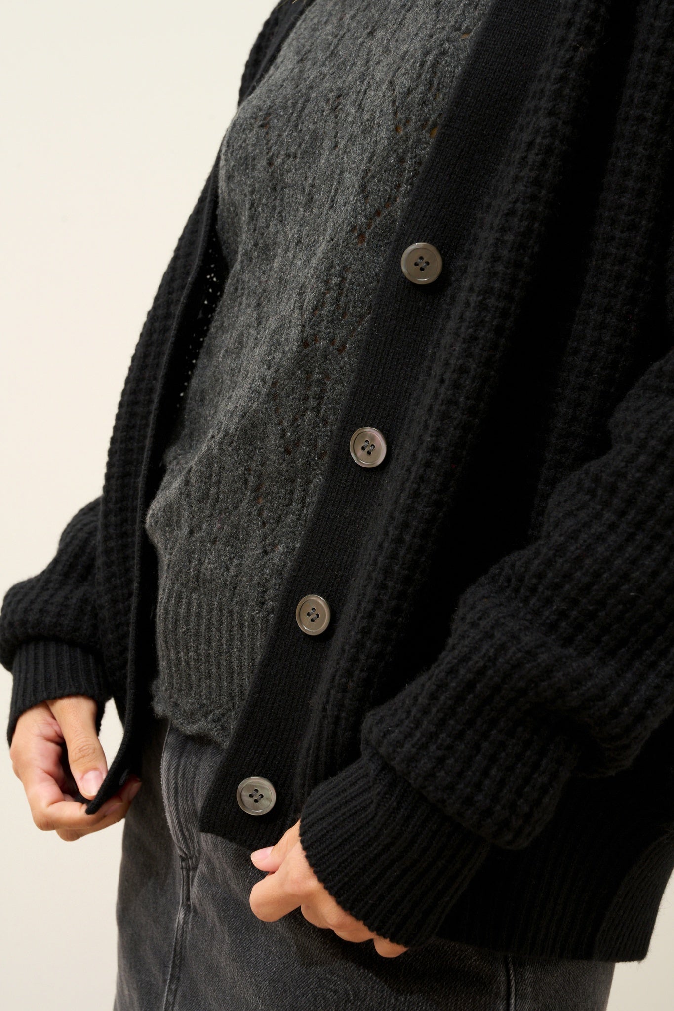 CLARA black V-neck cardigan