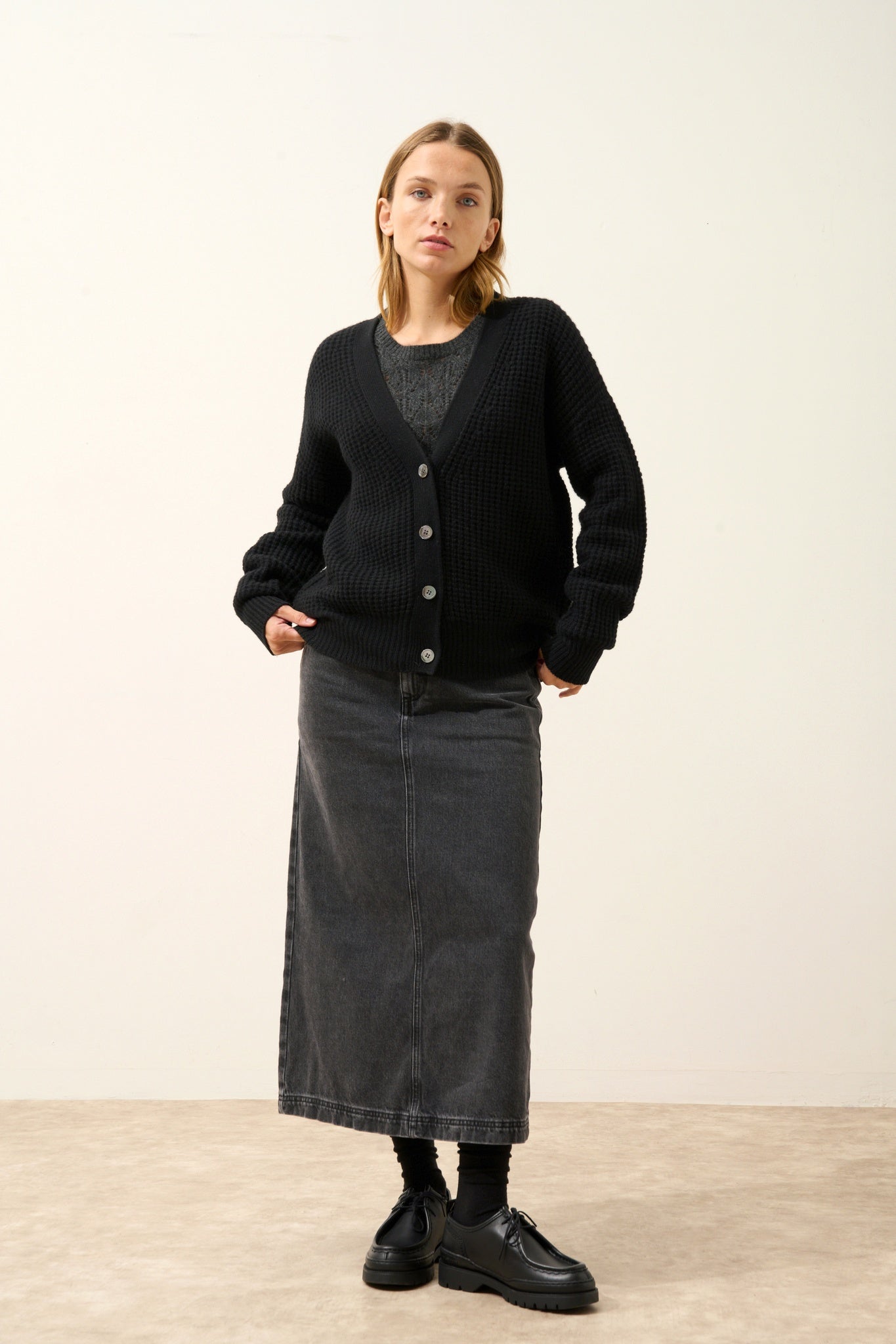 CLARA cardigan col v noir