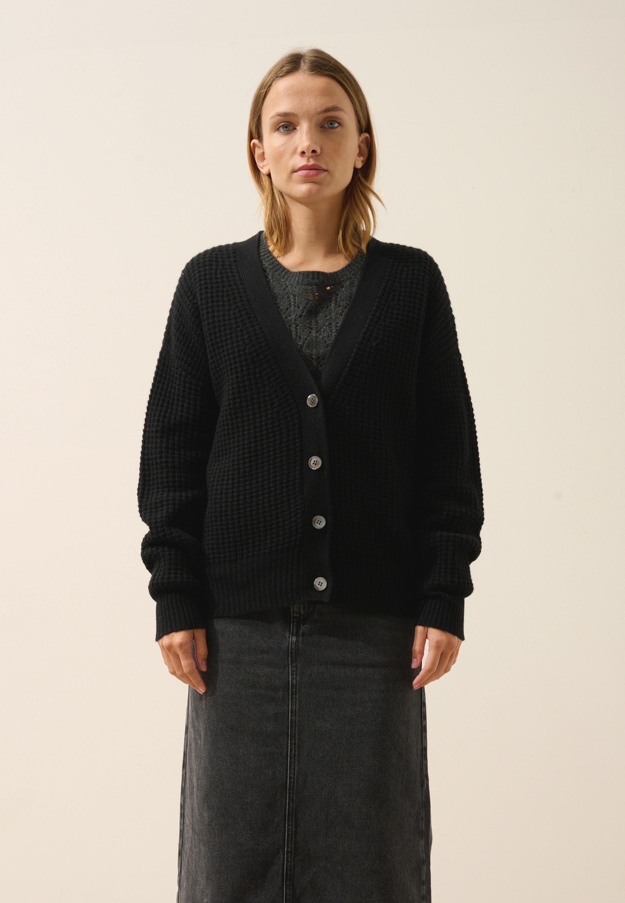 CLARA cardigan col v noir