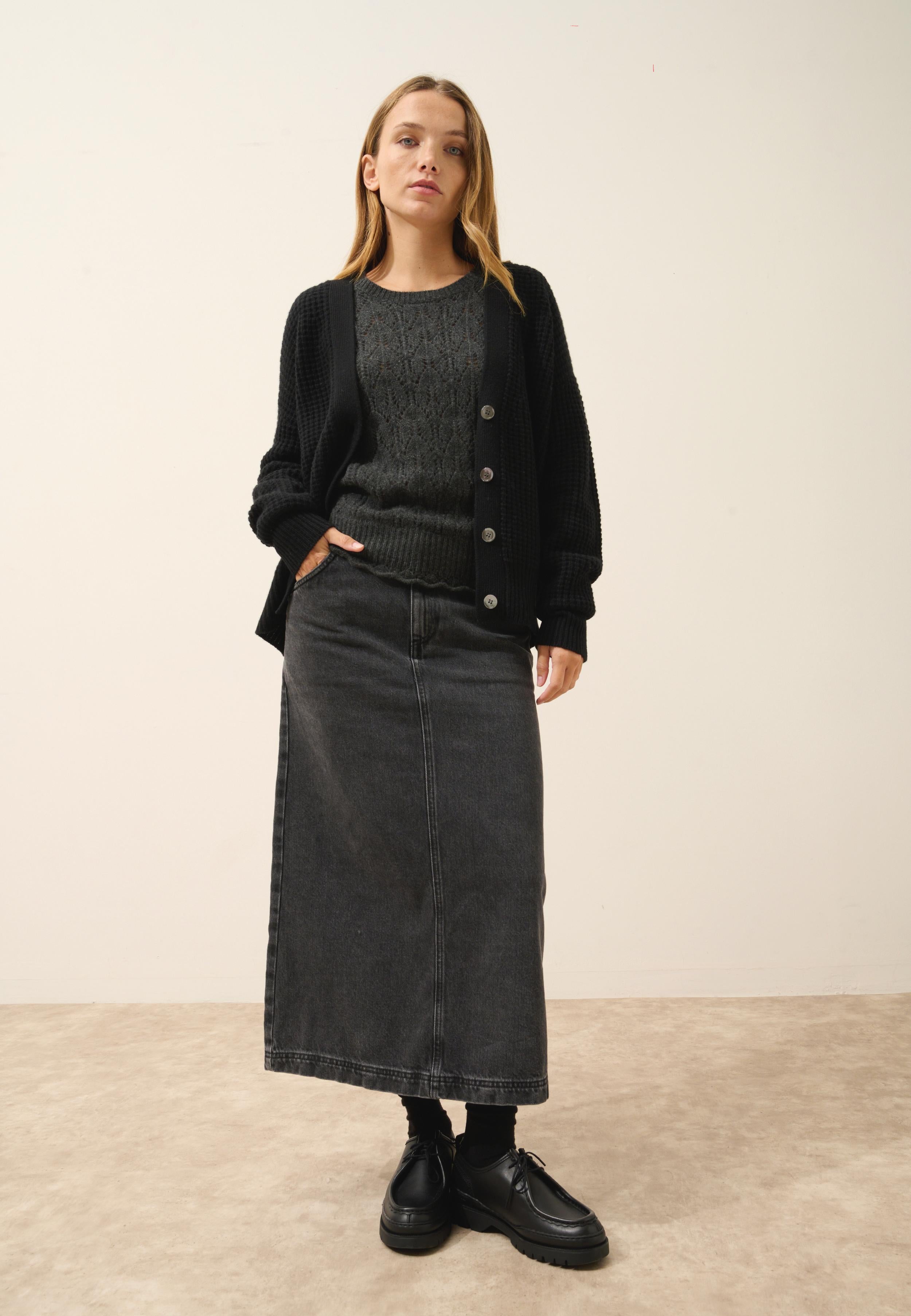 CLARA cardigan col v noir