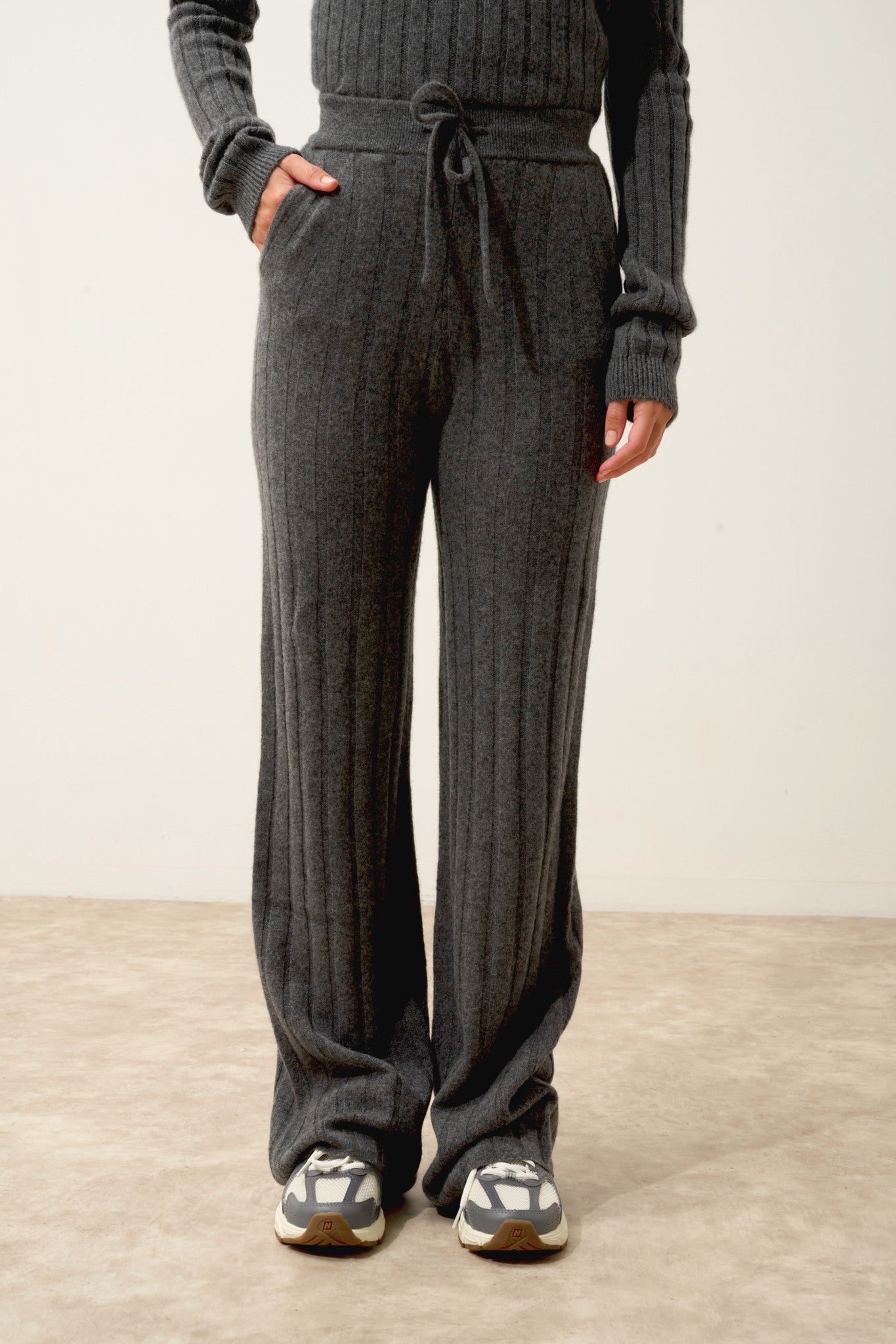 clarissa pantalon évasé anthracite chiné 100% cachemire