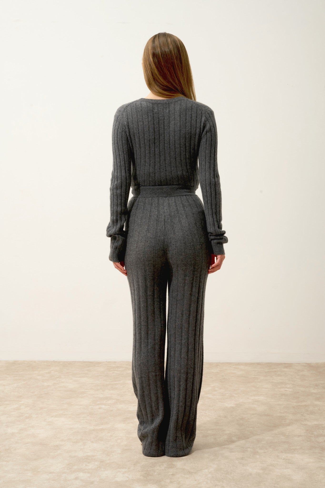 clarissa pantalon évasé anthracite chiné 100% cachemire