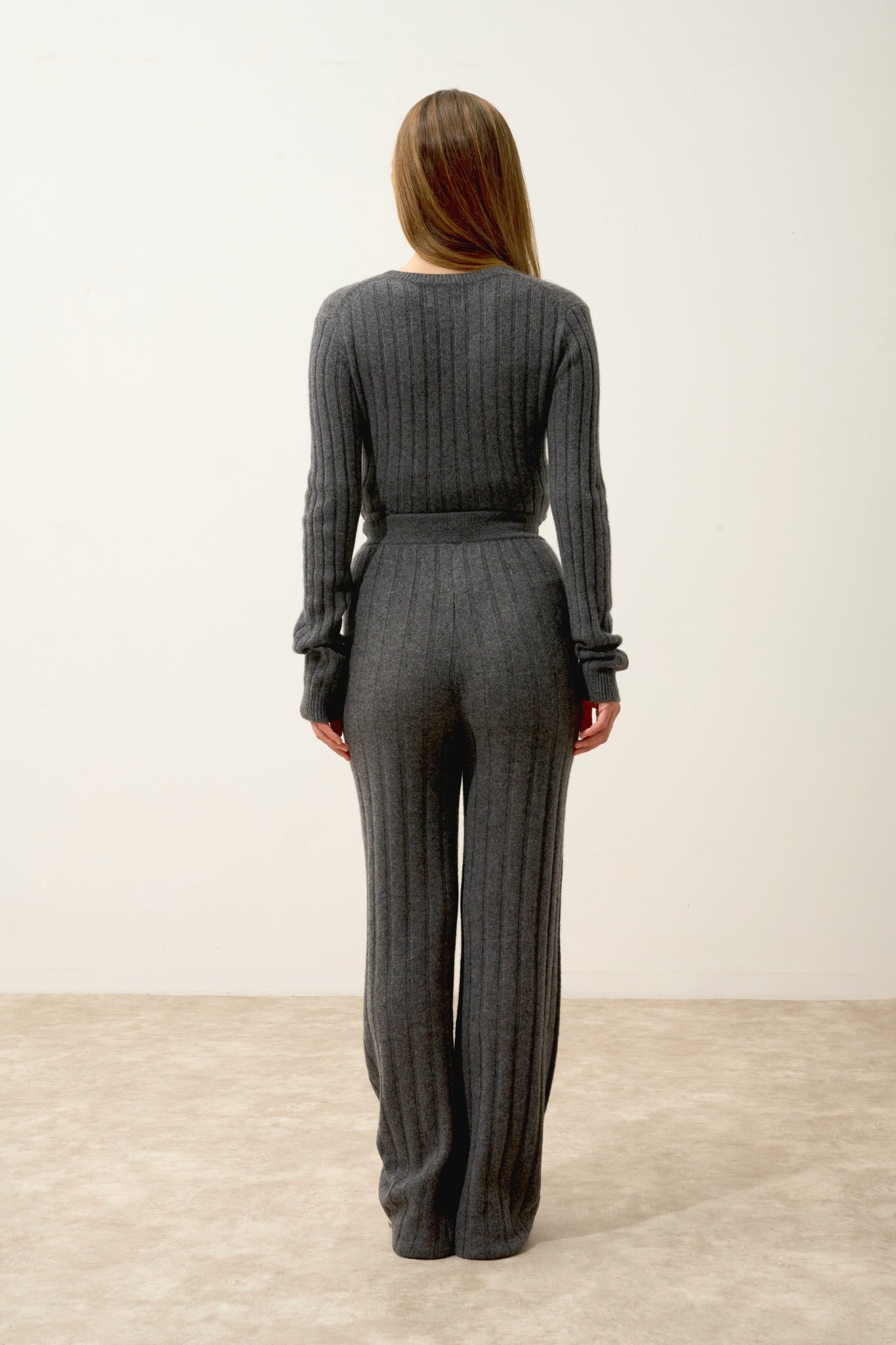 CLARISSA pantalon évasé anthracite chiné