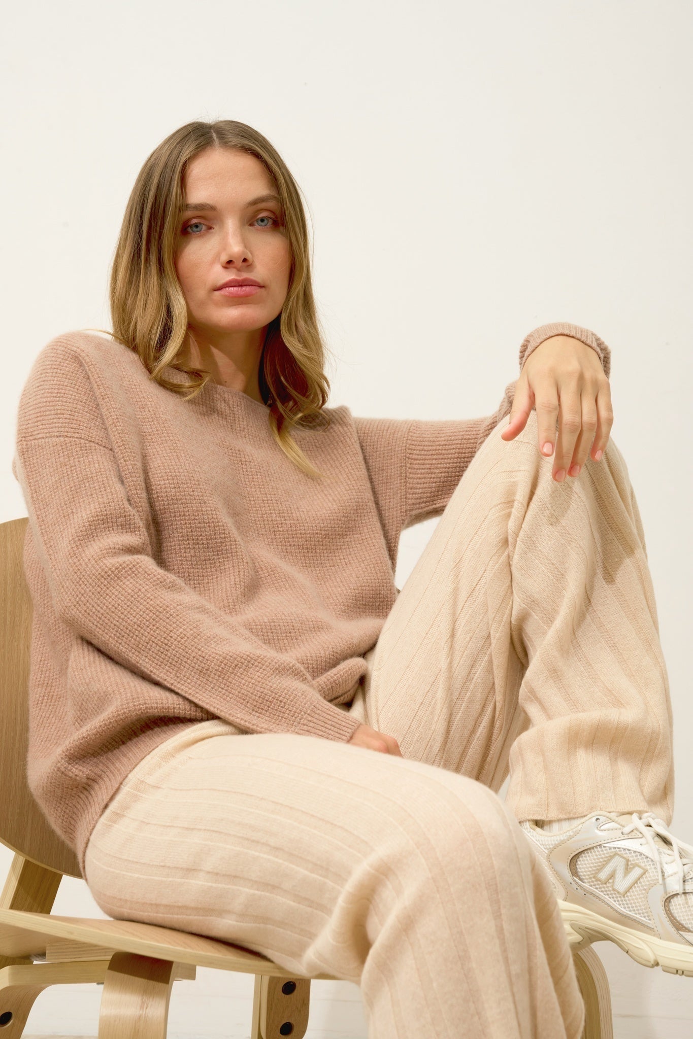 CLARISSA pantalon évasé sable