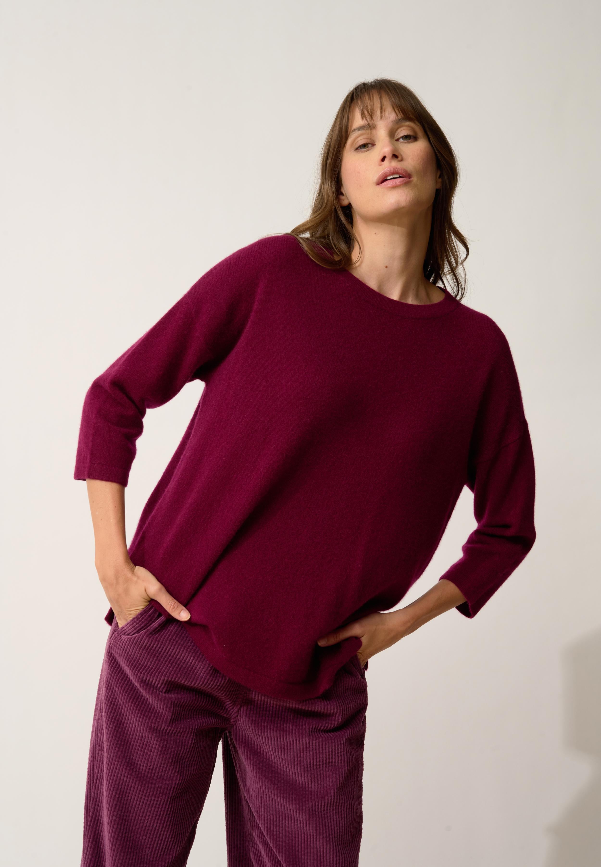 CLATT pull col rond bordeaux