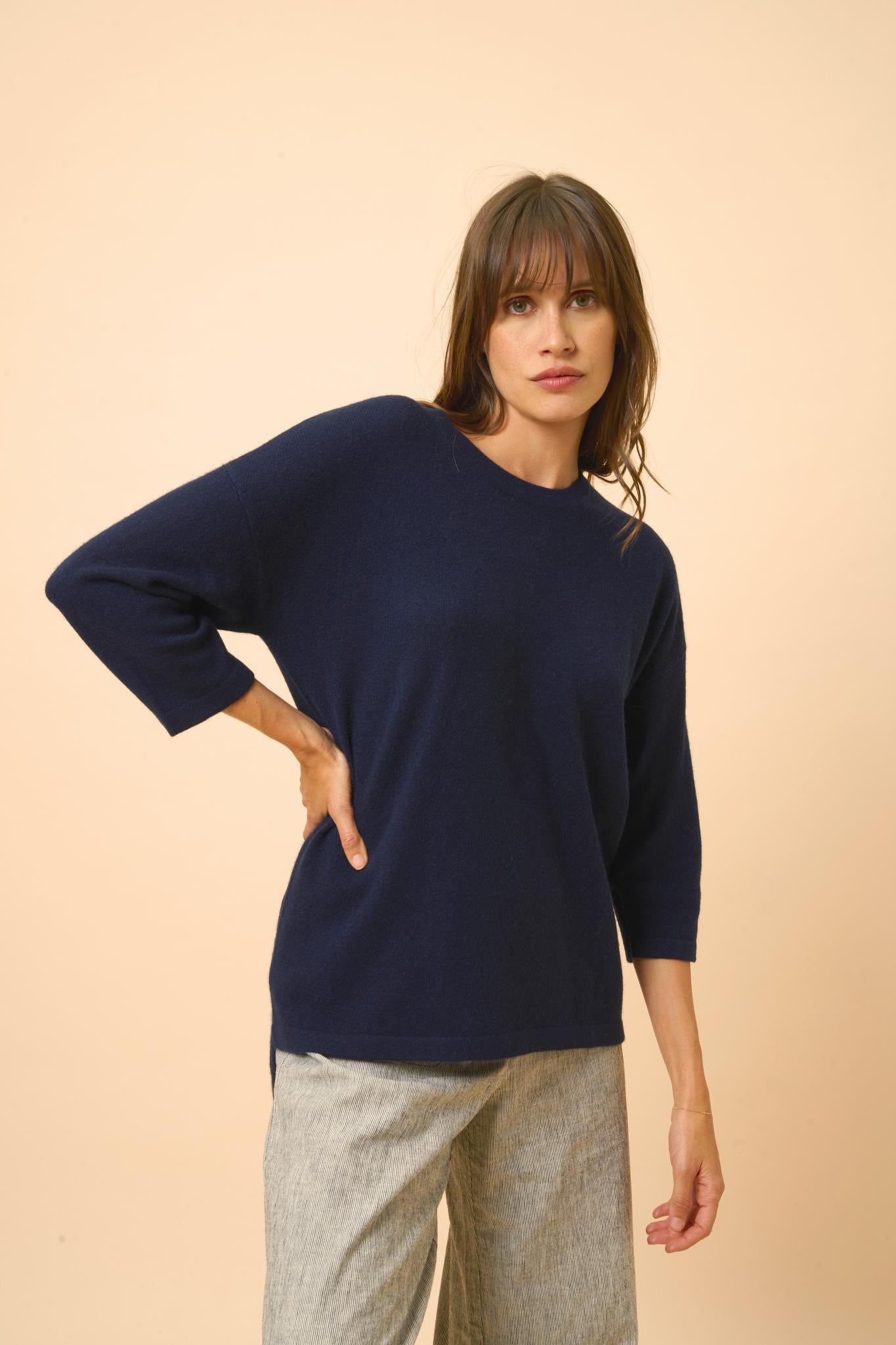 CLATT pull col rond navy