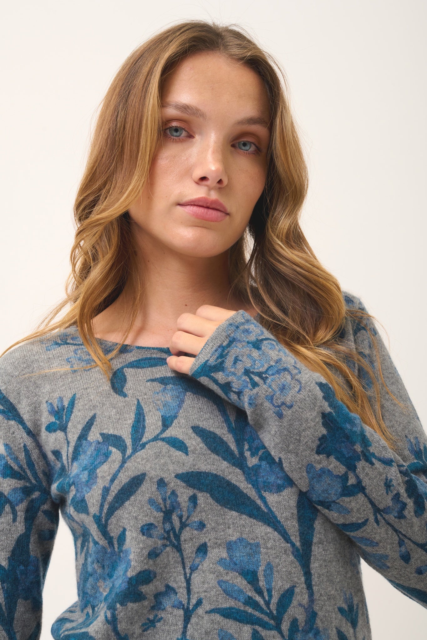 CLAUDIA pull col rond flanelle chiné