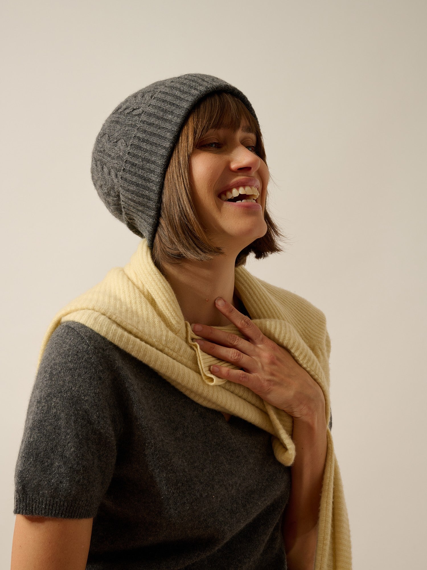 cleo bonnet 4 fils anthracite chiné