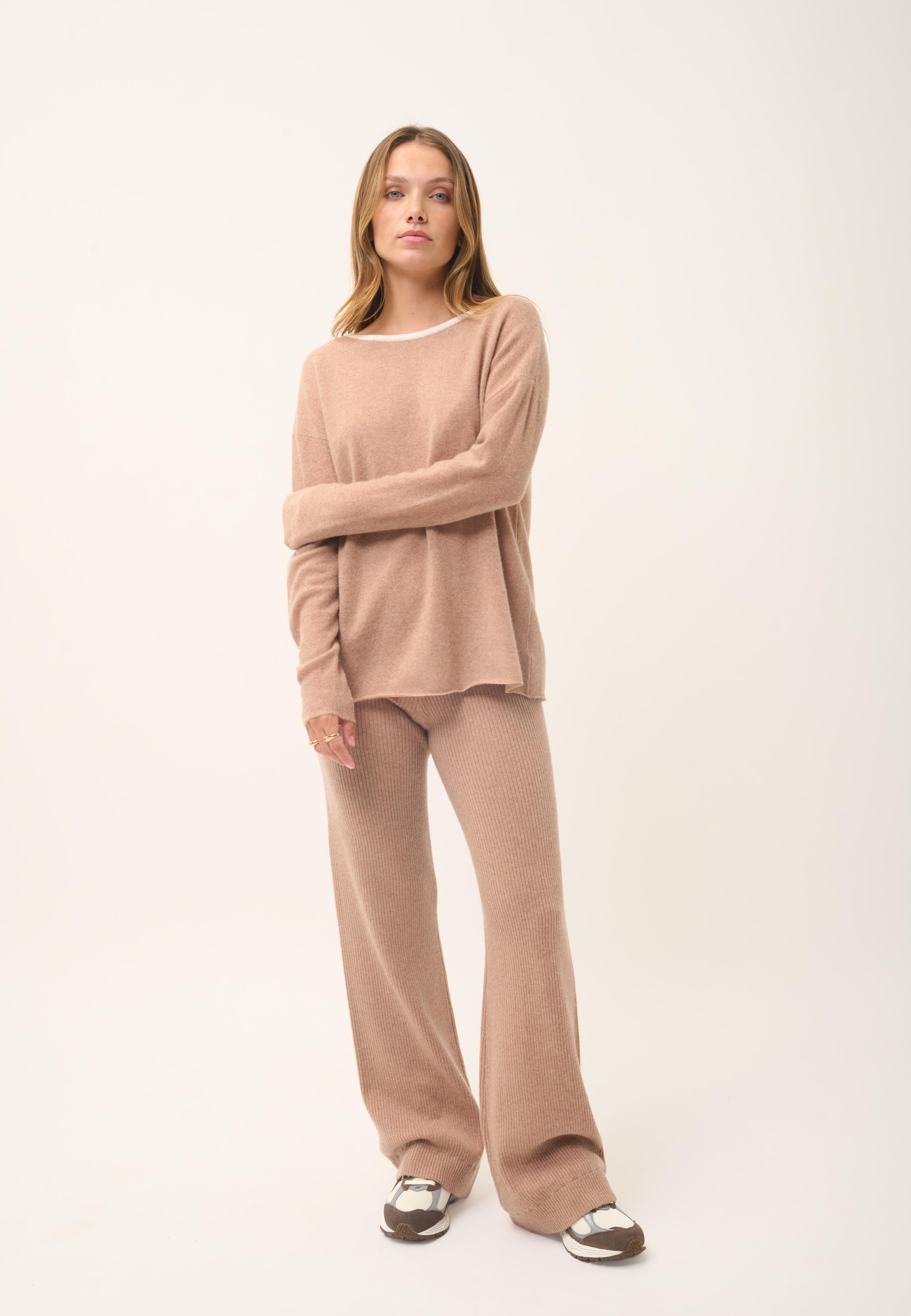 CLOLA pull col rond camel chiné