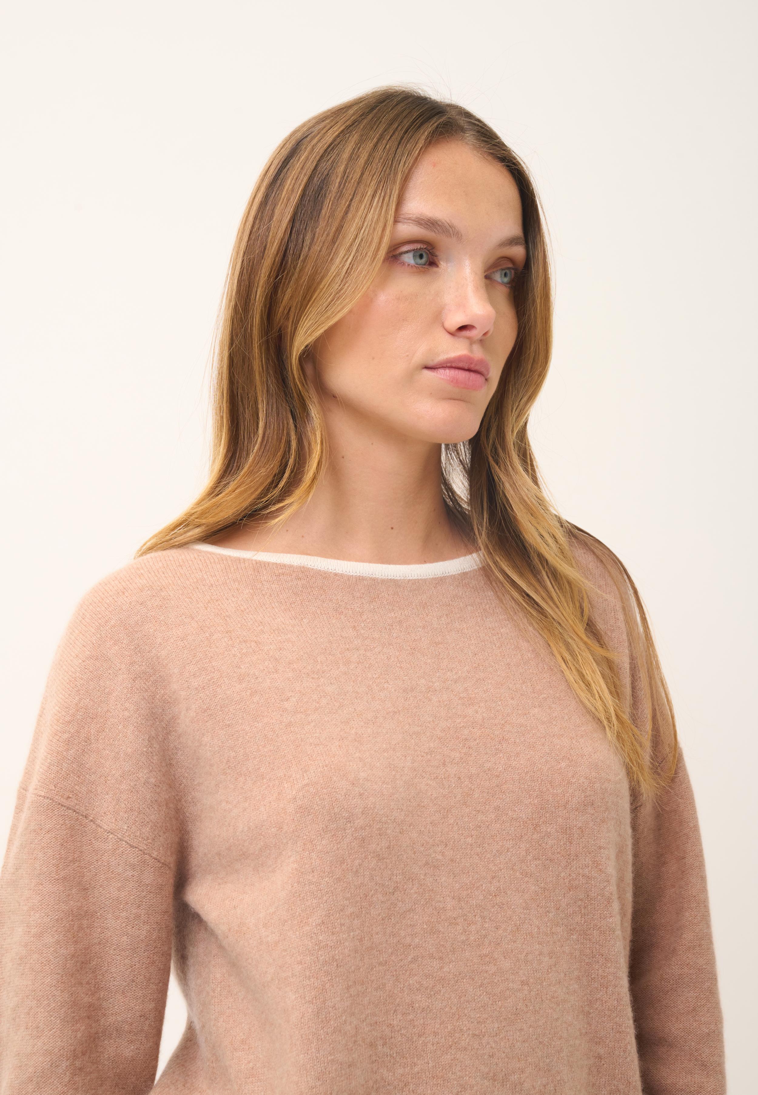 CLOLA pull col rond camel chiné