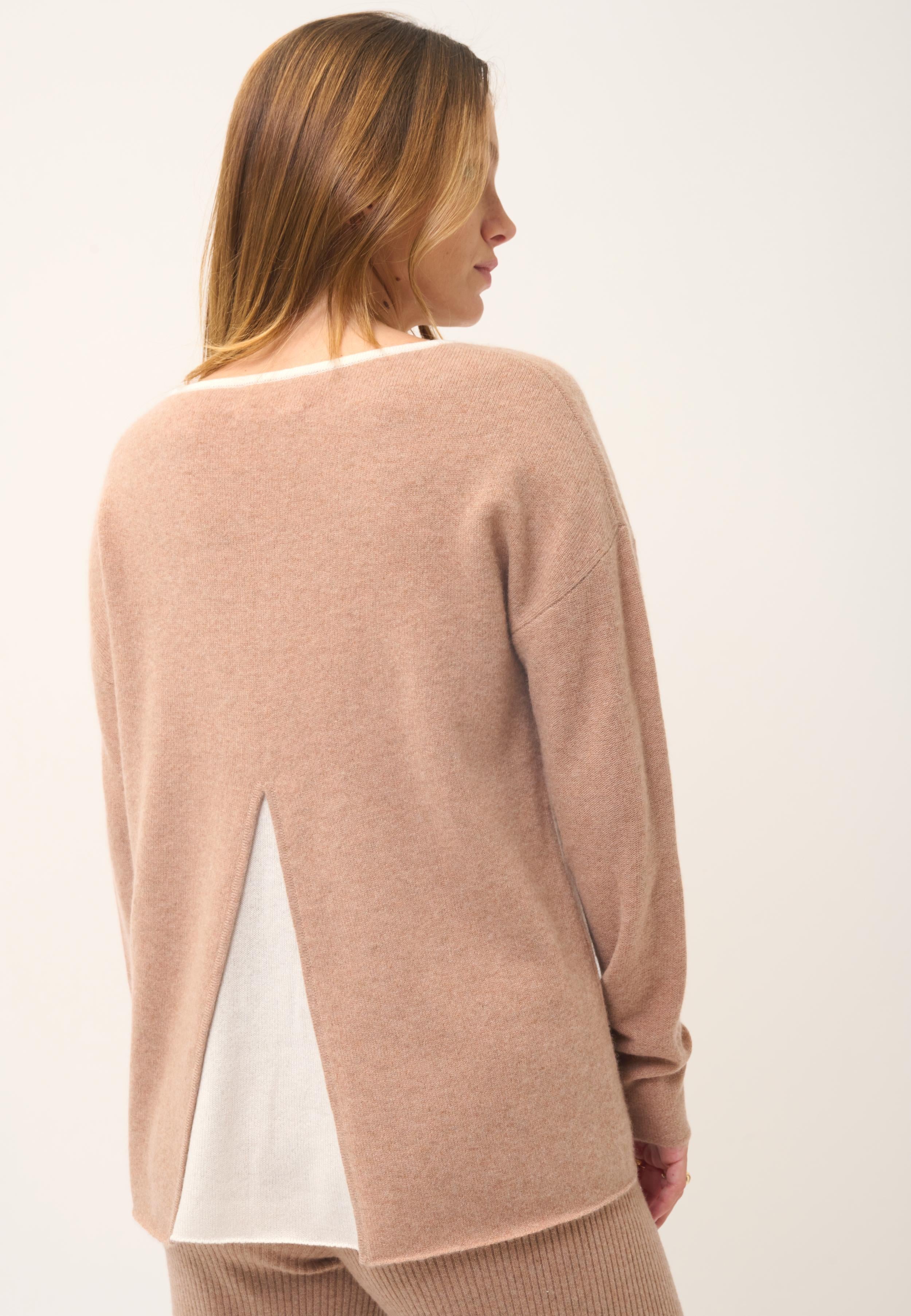 CLOLA pull col rond camel chiné