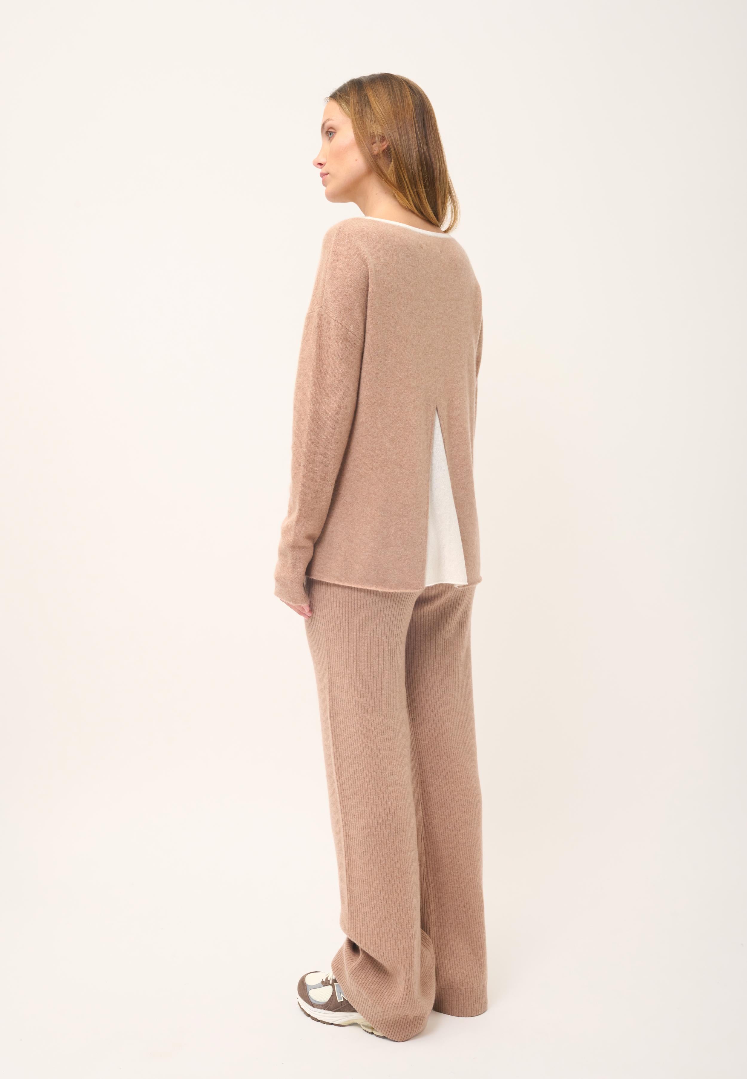 CLOLA pull col rond camel chiné