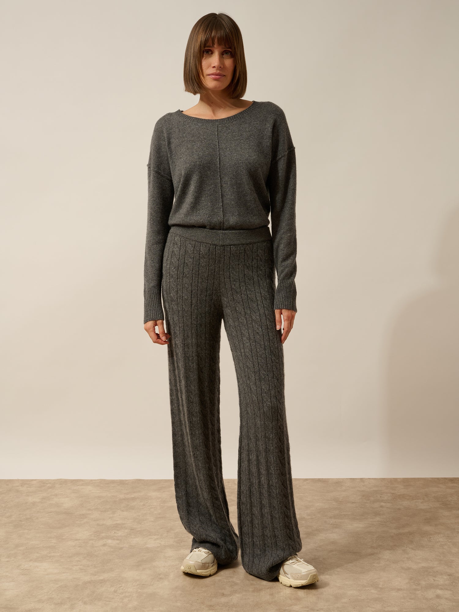 COLETTE pantalon large 4 fils anthracite chiné