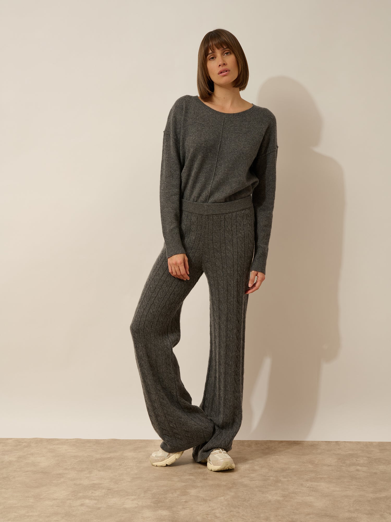 COLETTE pantalon large 4 fils anthracite chiné